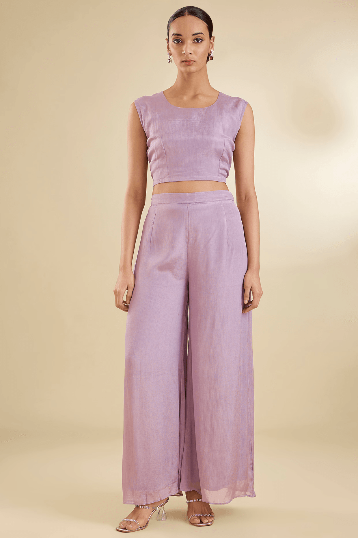 Lilac Organza Cutdana Cape Set