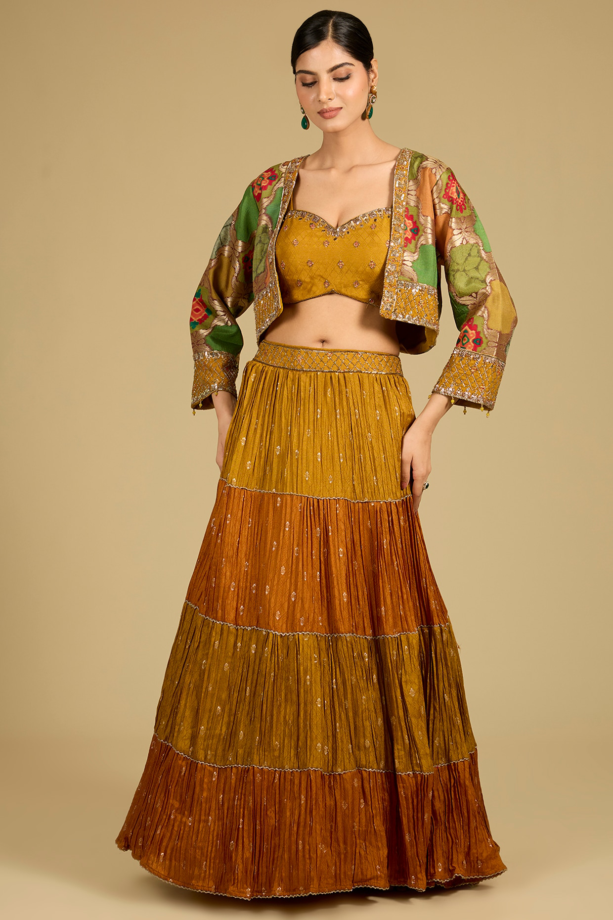 Mustard & Rust Dola Silk Skirt Set