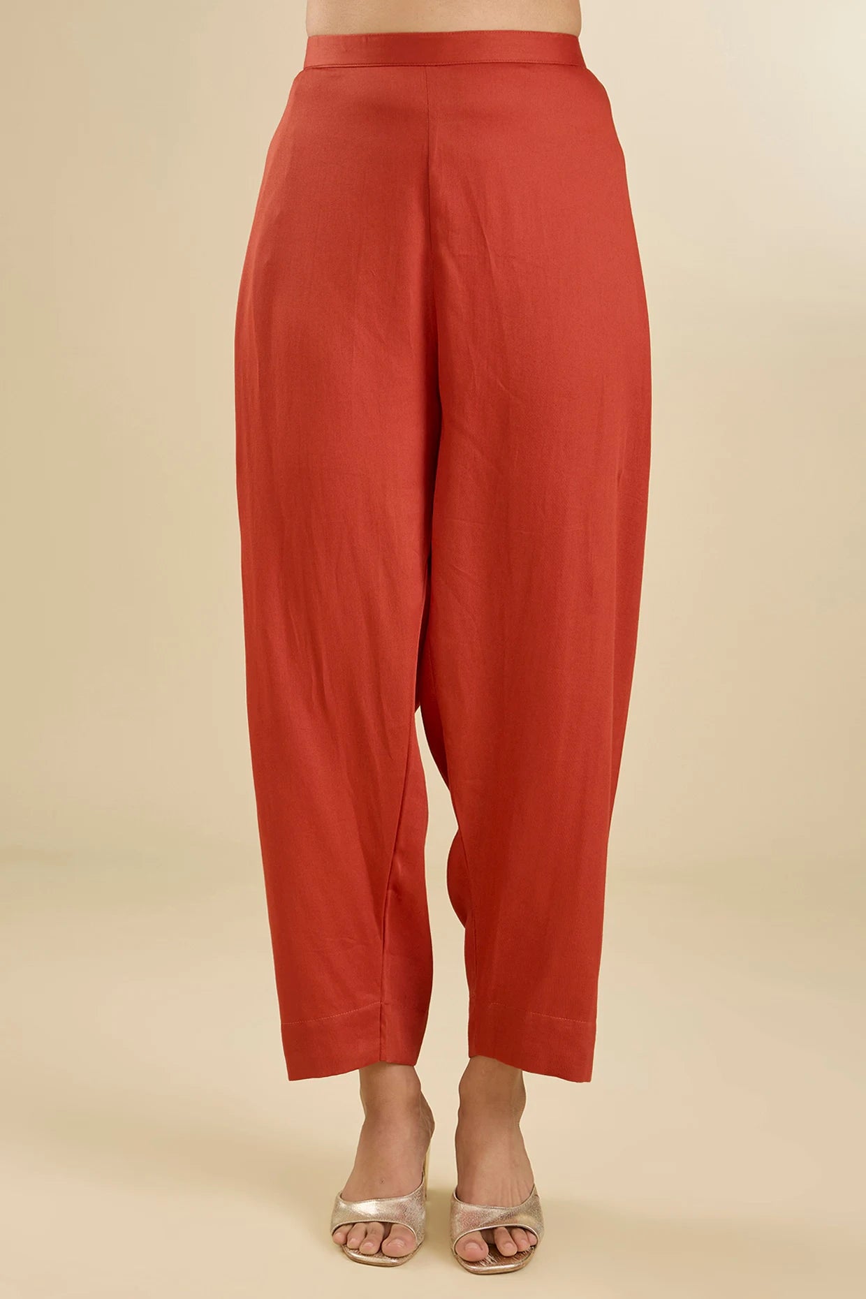 Rust Chanderi Silk Kurta Set