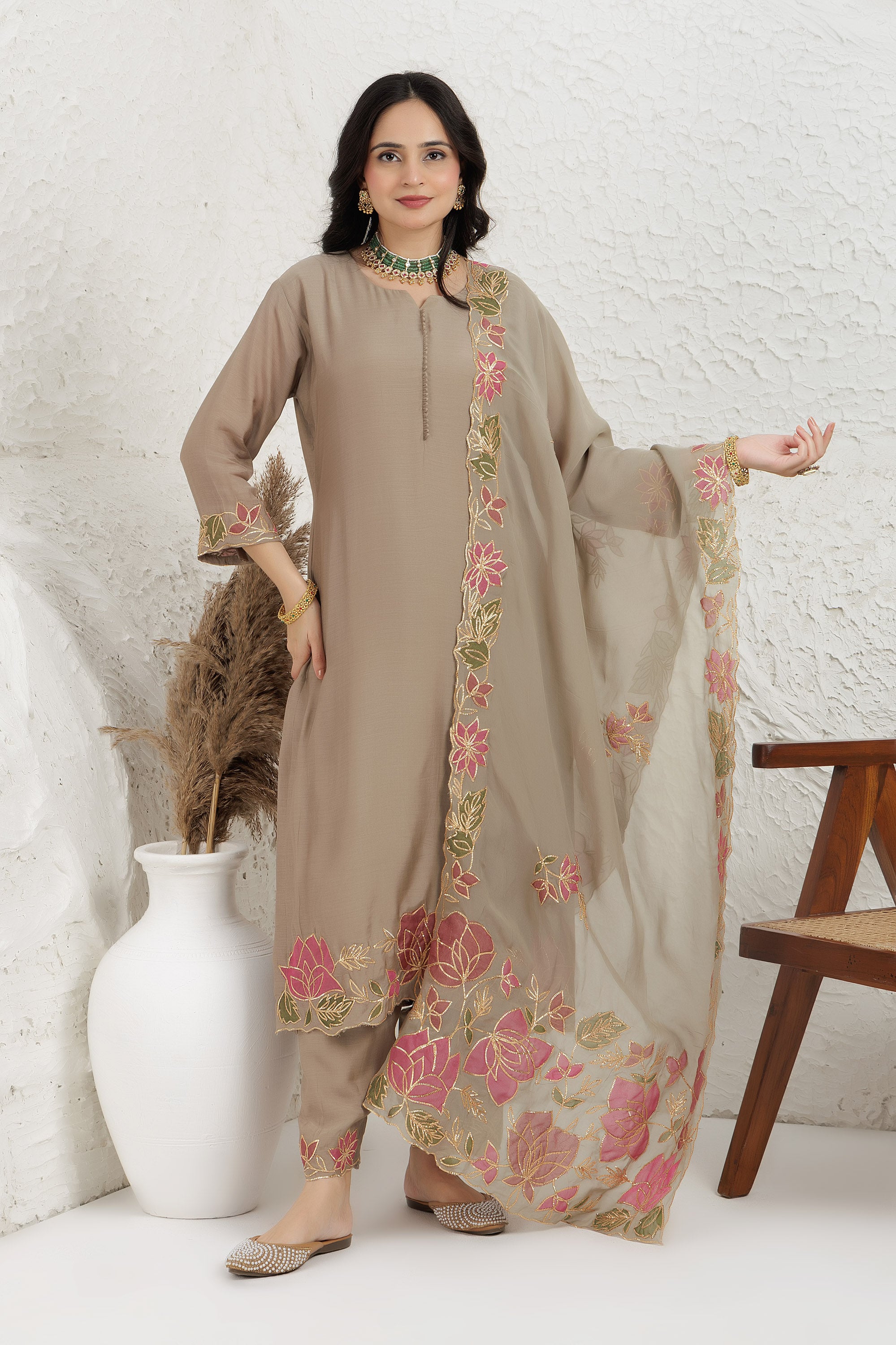 Sage Green Silk Muslin Kurta Set