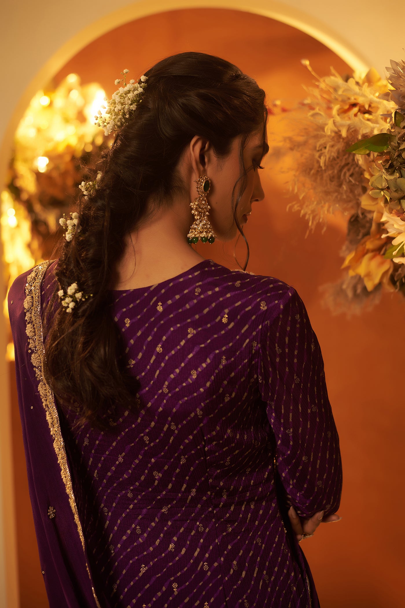 Deep Purple Suit with Sharara and Dupatta.