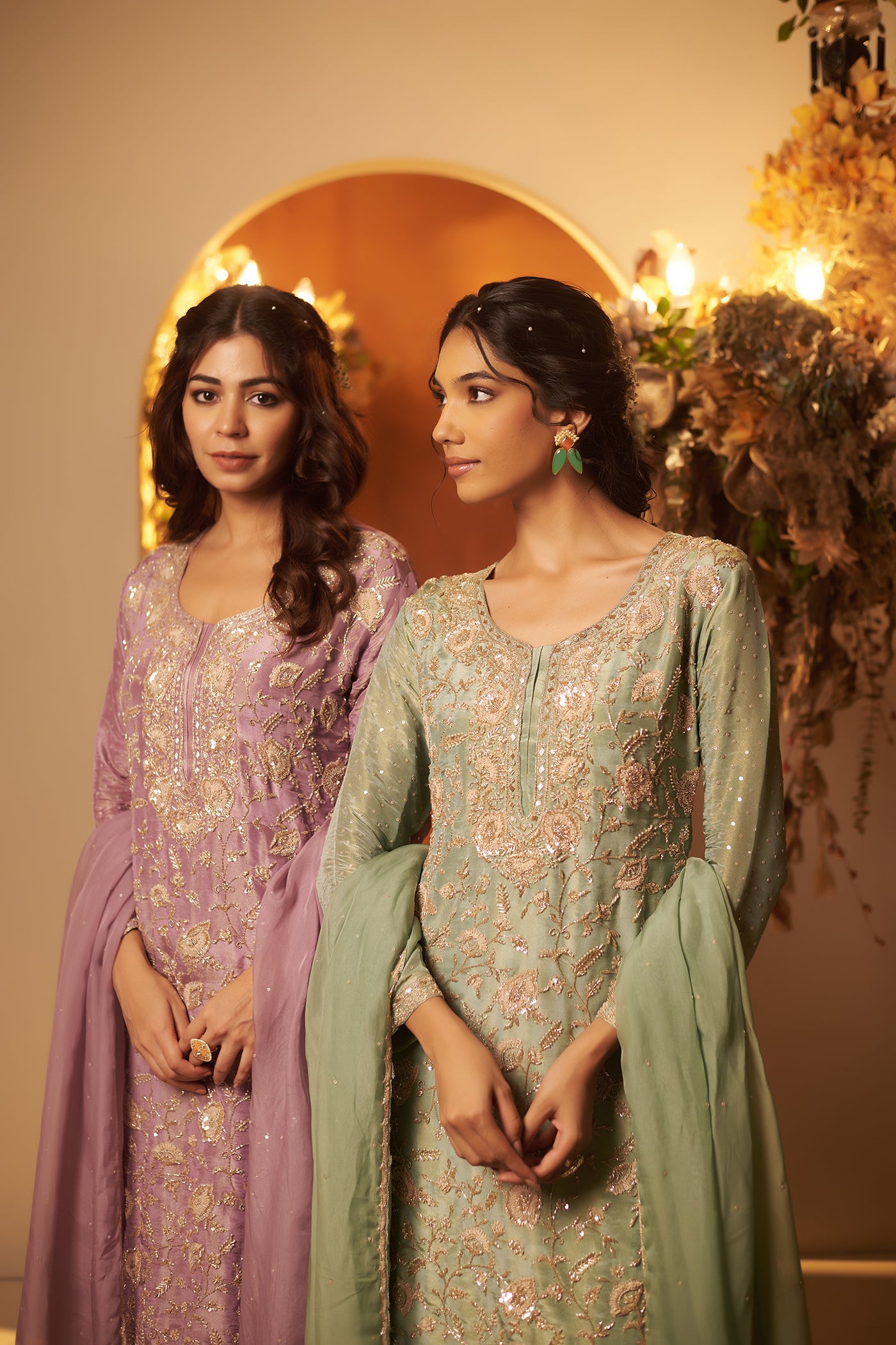 Mint Green suit with sharara and dupatta