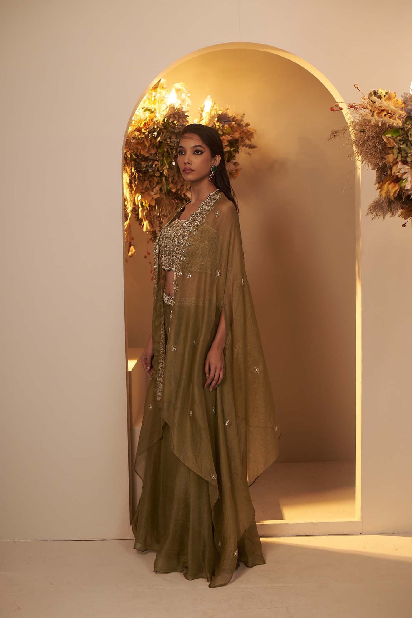 Sage Green Crop-top with Palazzo Set