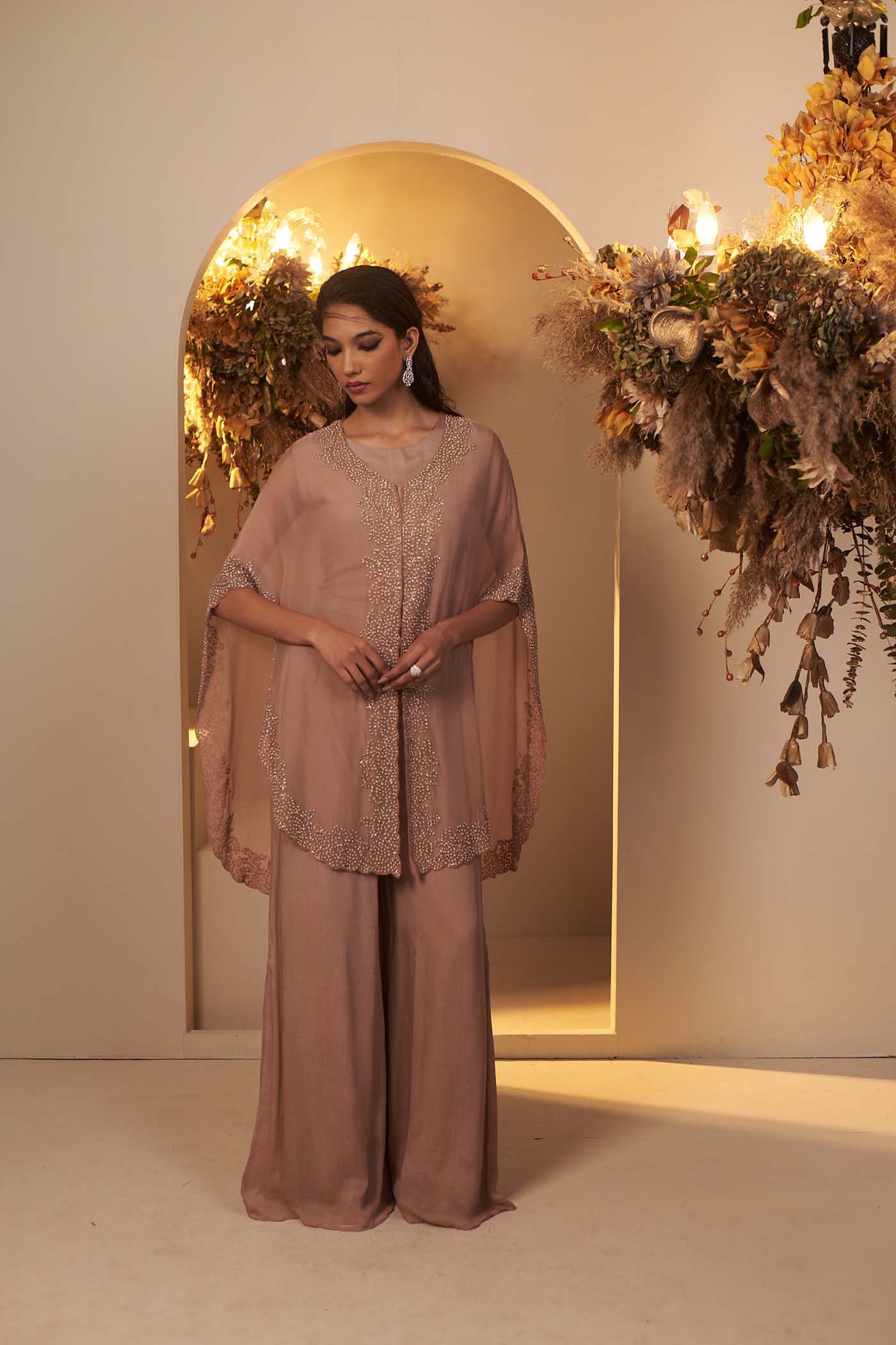 Clay Crop-top with Pallazzo set
