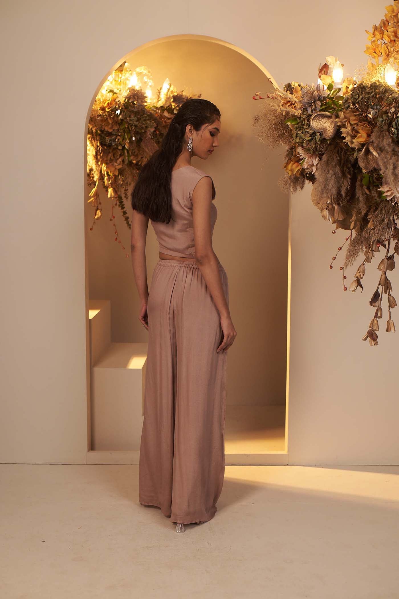 Clay Crop-top with Pallazzo set