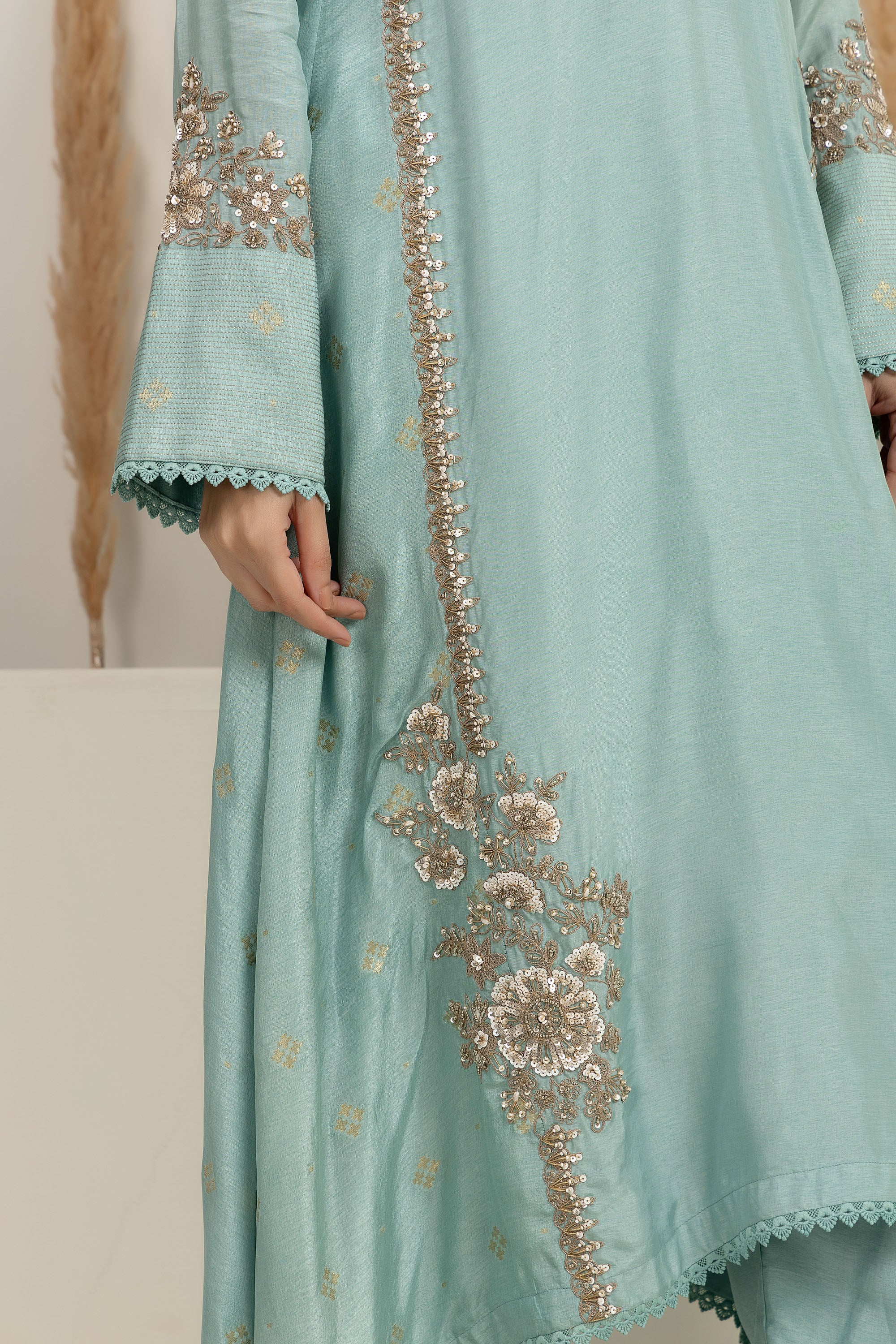ice-blue kurta with pants