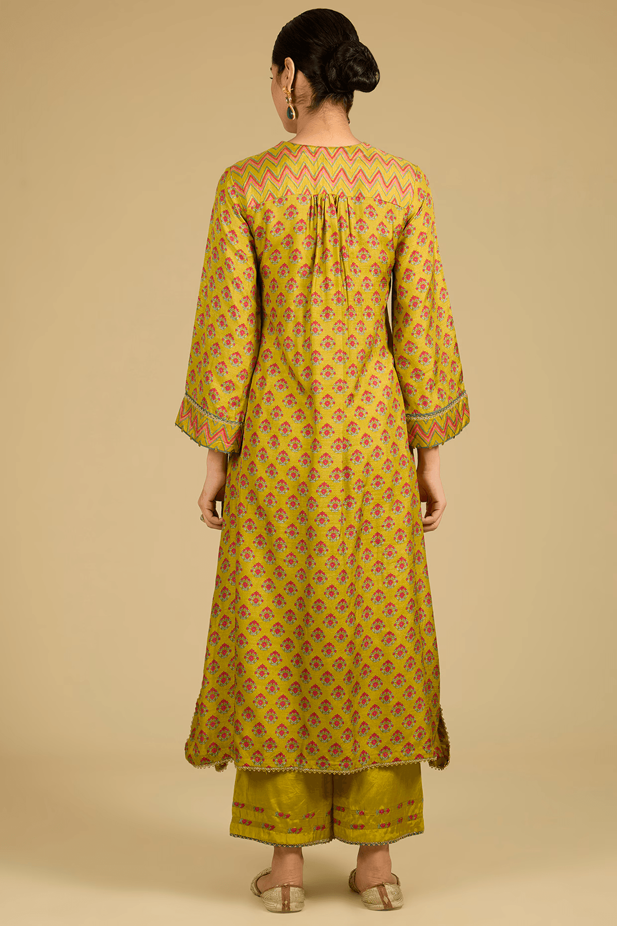 Mustard Dola Silk Sequins Work Kurta Set