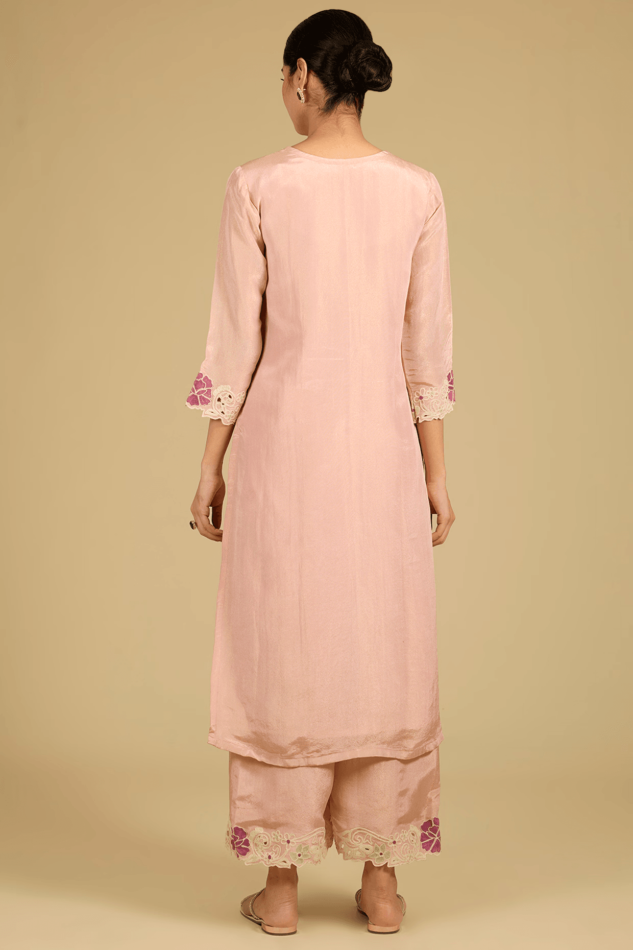 Blush Pink Shimmer Thread Work Kurta Set