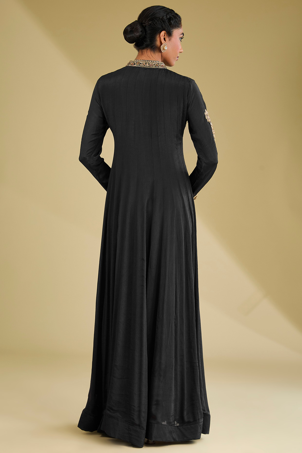 Black Chinon Georgette Sequins Embroidered Anarkali Set