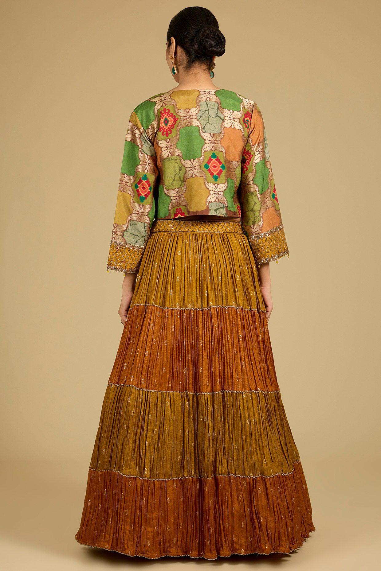 Mustard & Rust Dola Silk Skirt Set
