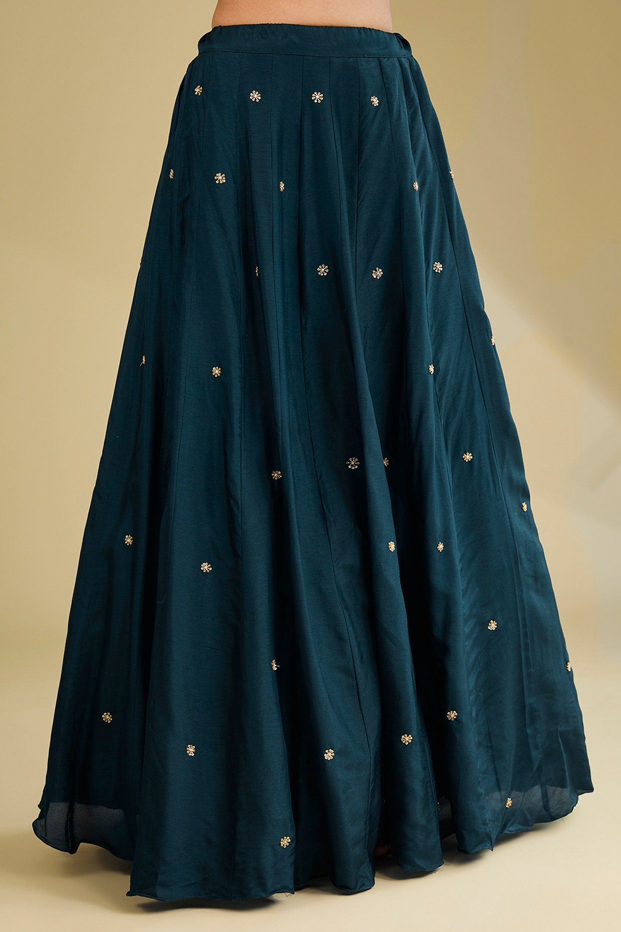 Navy Blue Dupion Silk Cutdana Embroidered Anarkali Set