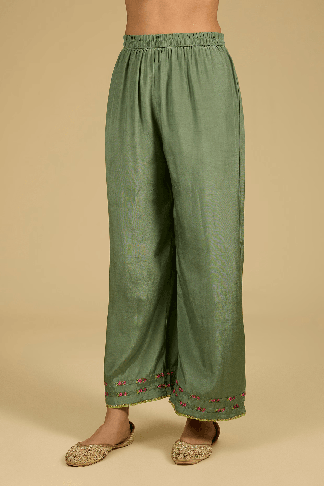 Sage Green Dola Silk Sequins Work & Printed Kurta Set