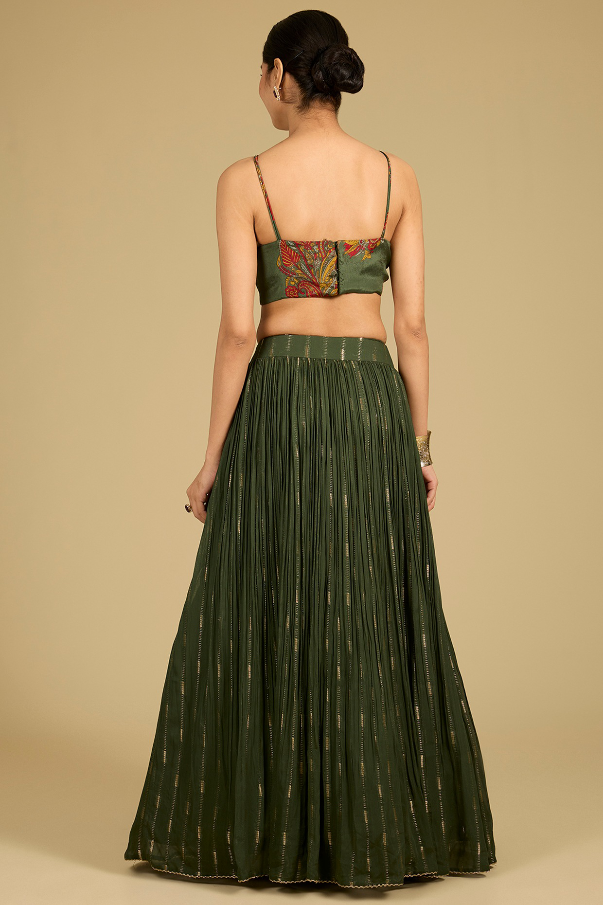 Sage Green Chinon Georgette Printed Jacket Set