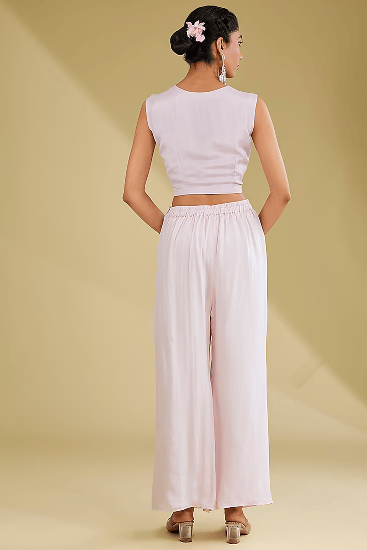 Baby Pink Organza Cutdana Embroidered Cape Set