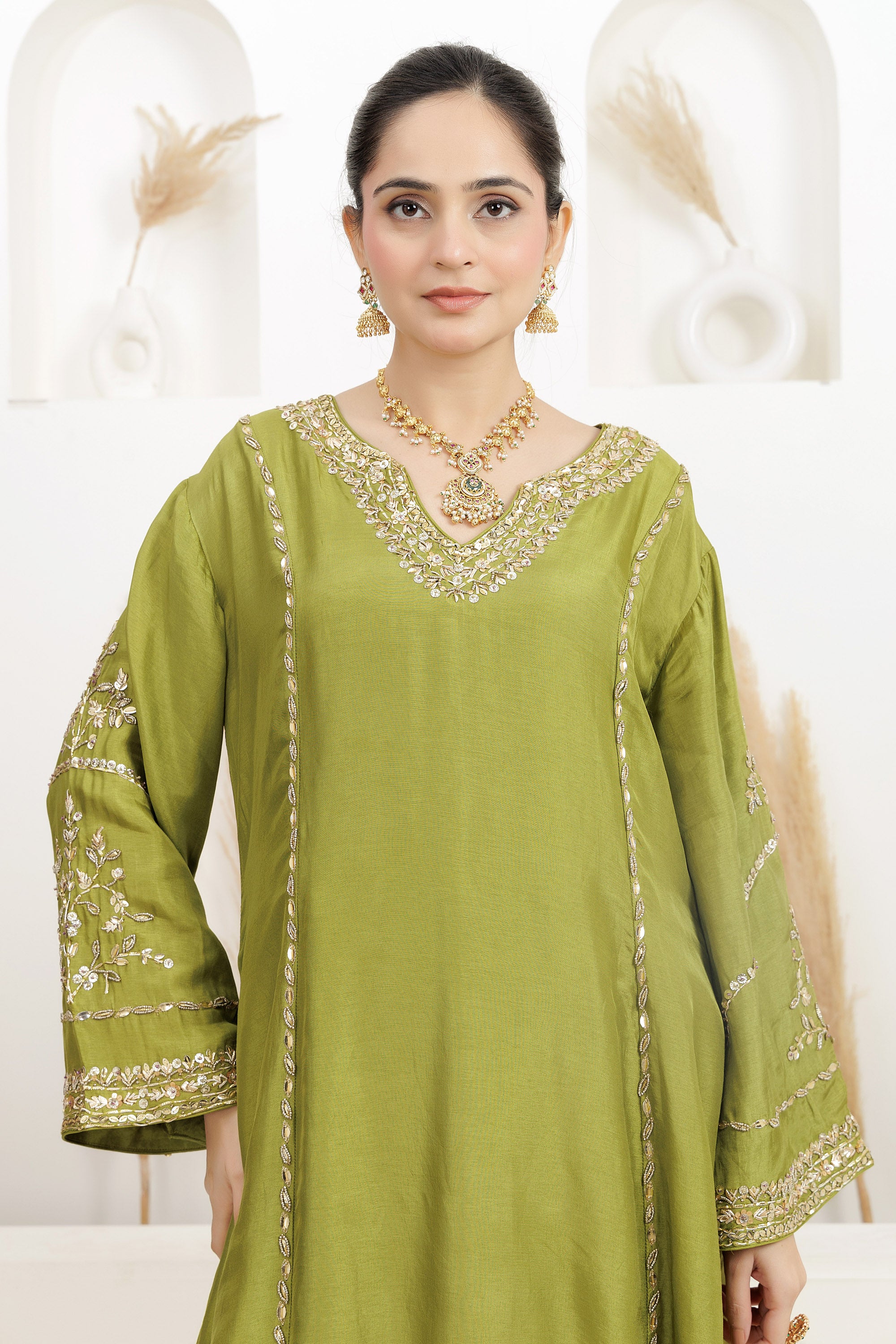 Mehendi Green Suit with Salwar and Dupatta.
