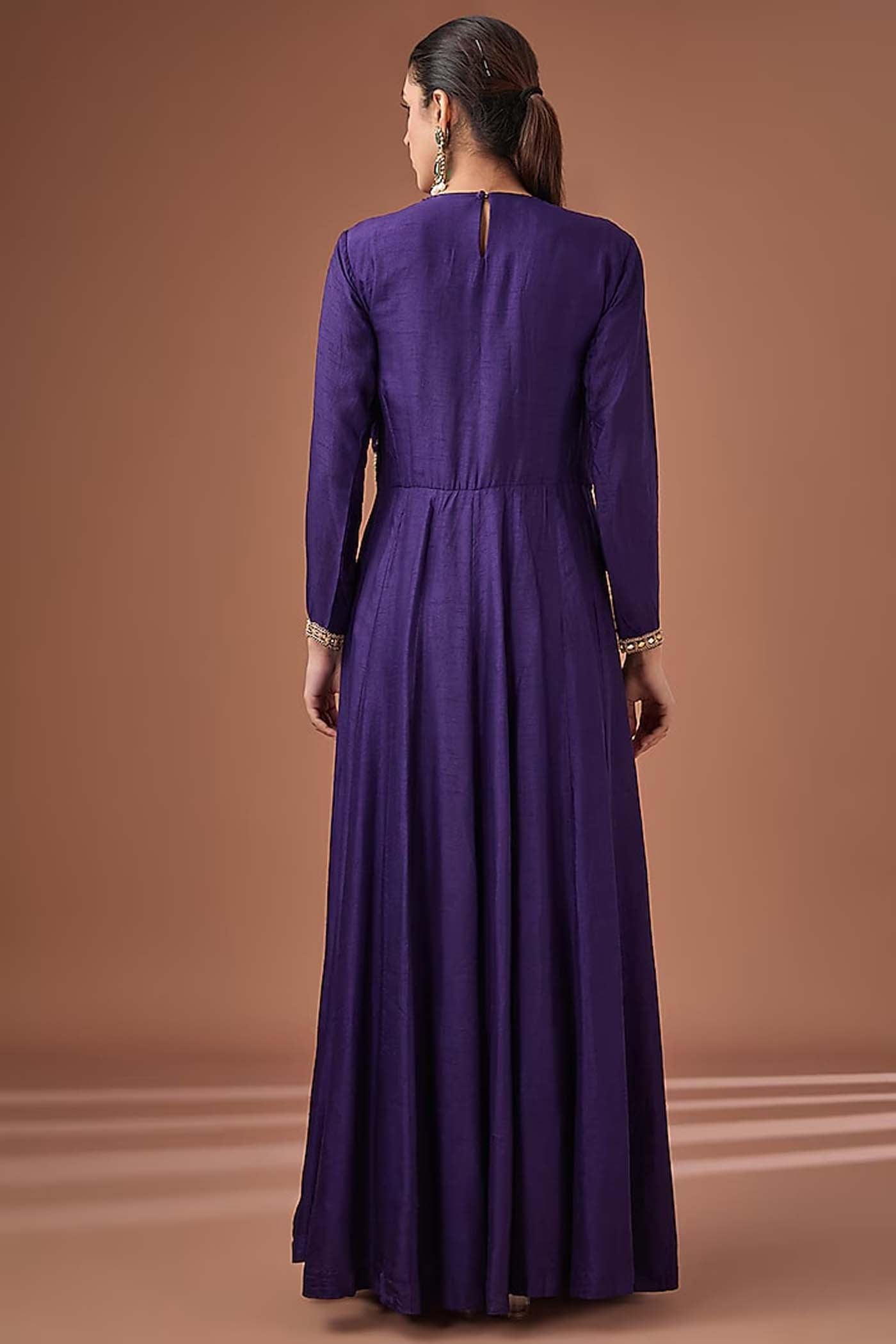 Purple Anarkali Suit with Organza Dupatta