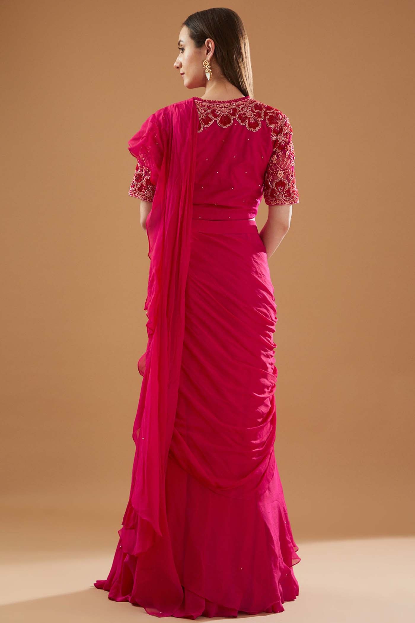 Fuchsia Drape Lehenga Saree