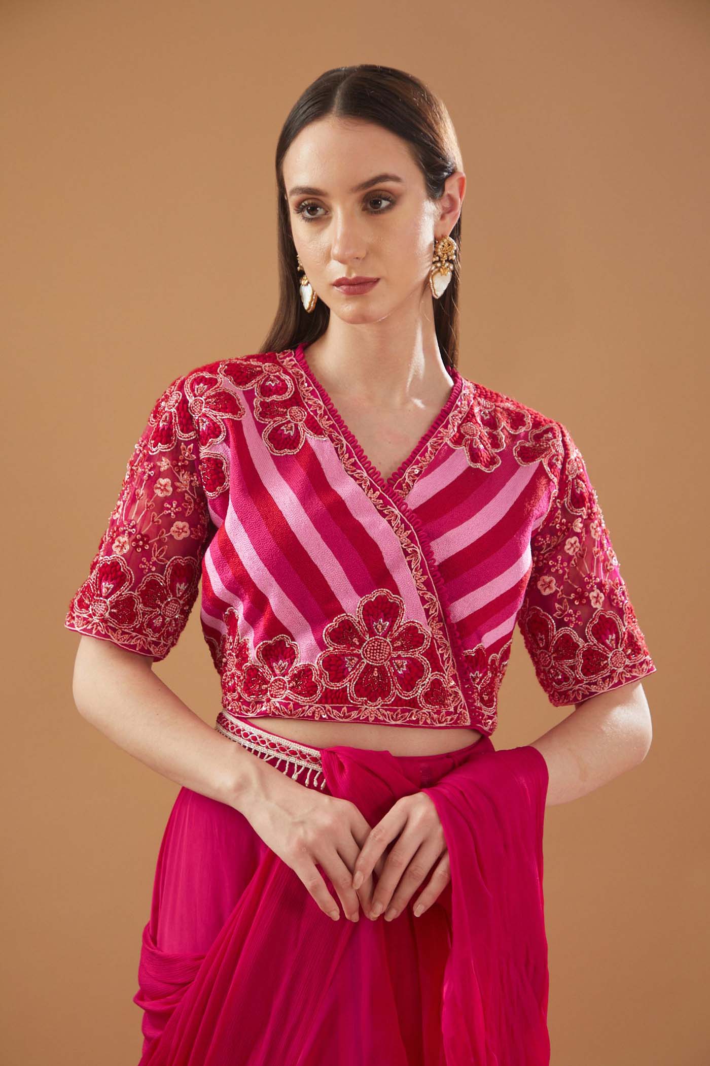 Fuchsia Drape Lehenga Saree