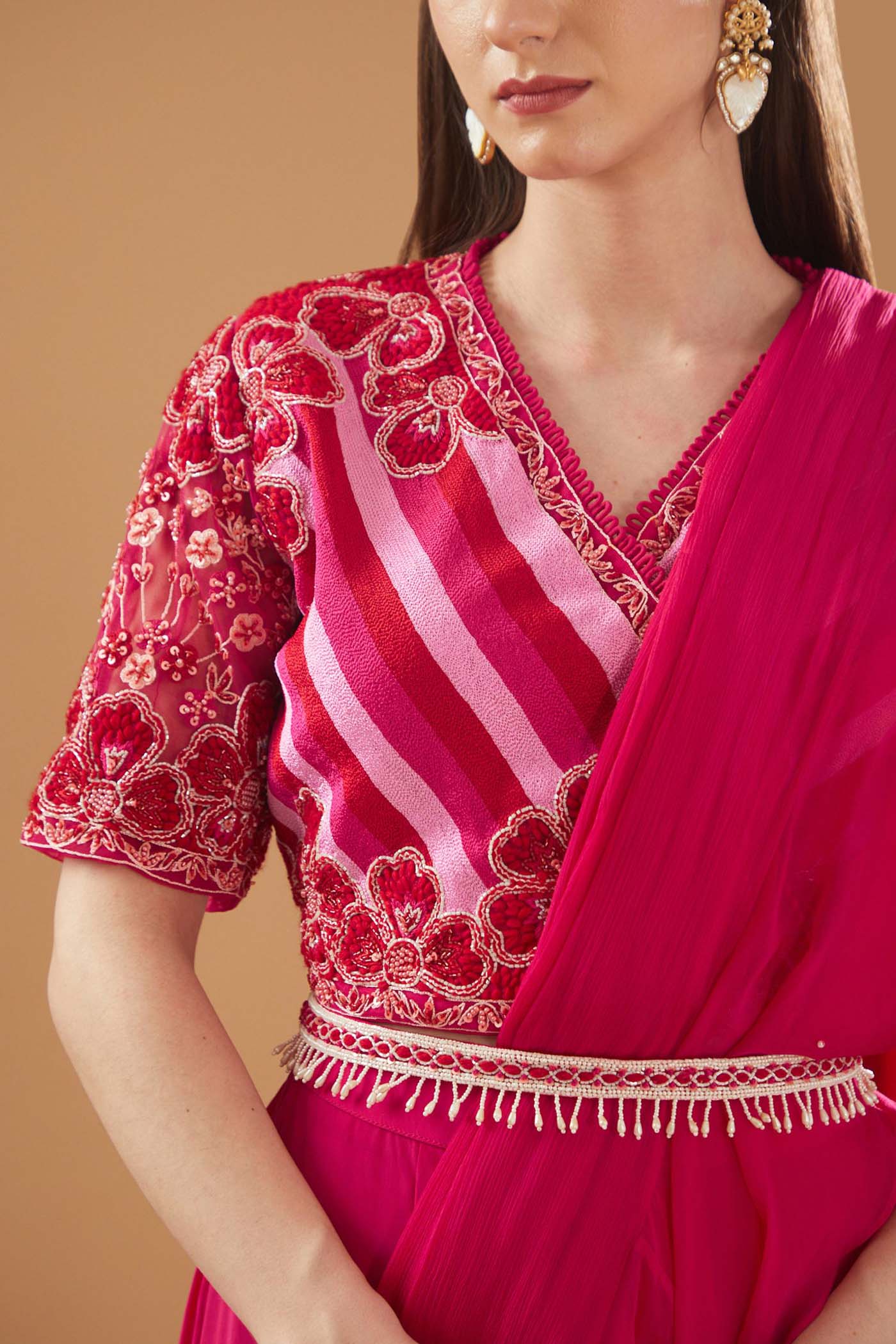 Fuchsia Drape Lehenga Saree