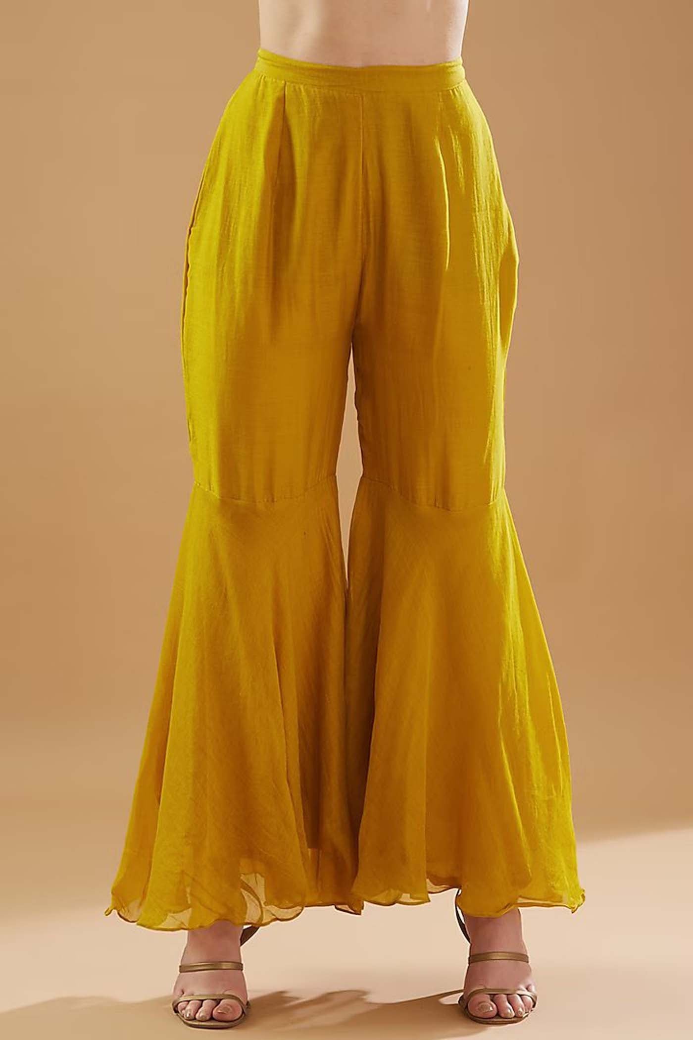 Mustard Yellow Anarkali with Palazzo and Shaded Floral Dupatta