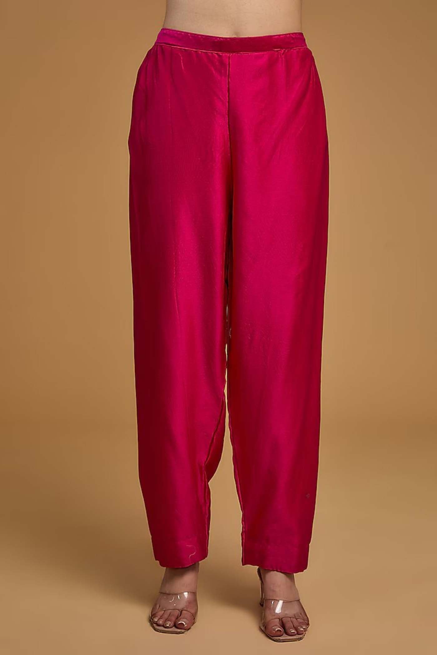 Fuchsia Pink Straight Suit with Pants and Dupatta