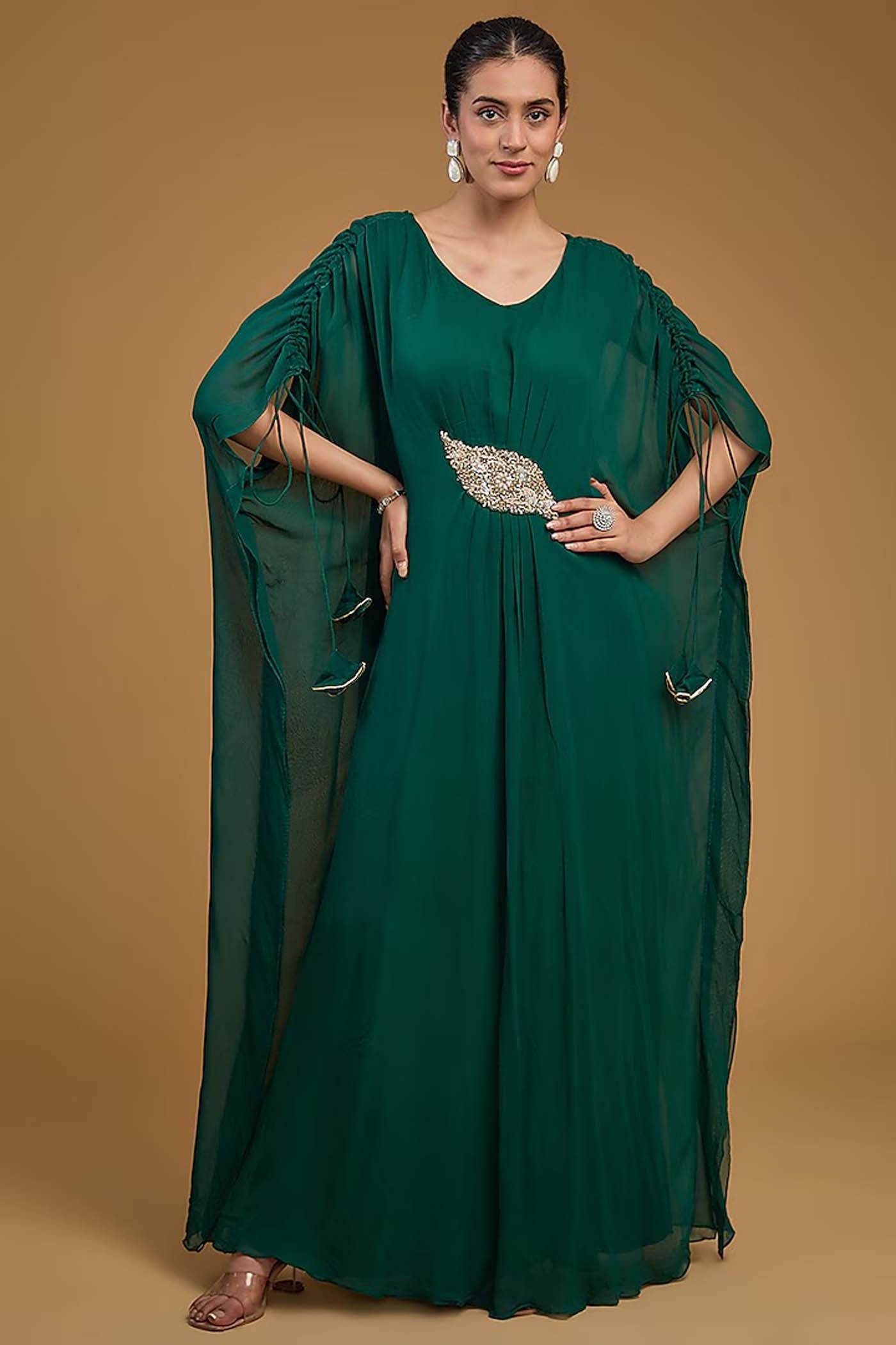 Bottle Green Drape Kafftan