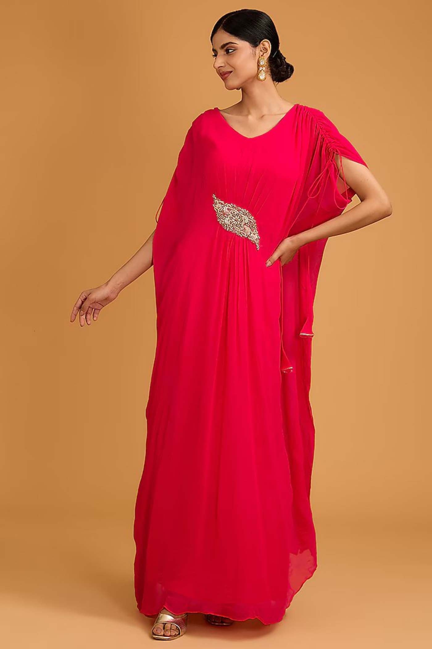 Cherry Red  Drape Kafftan