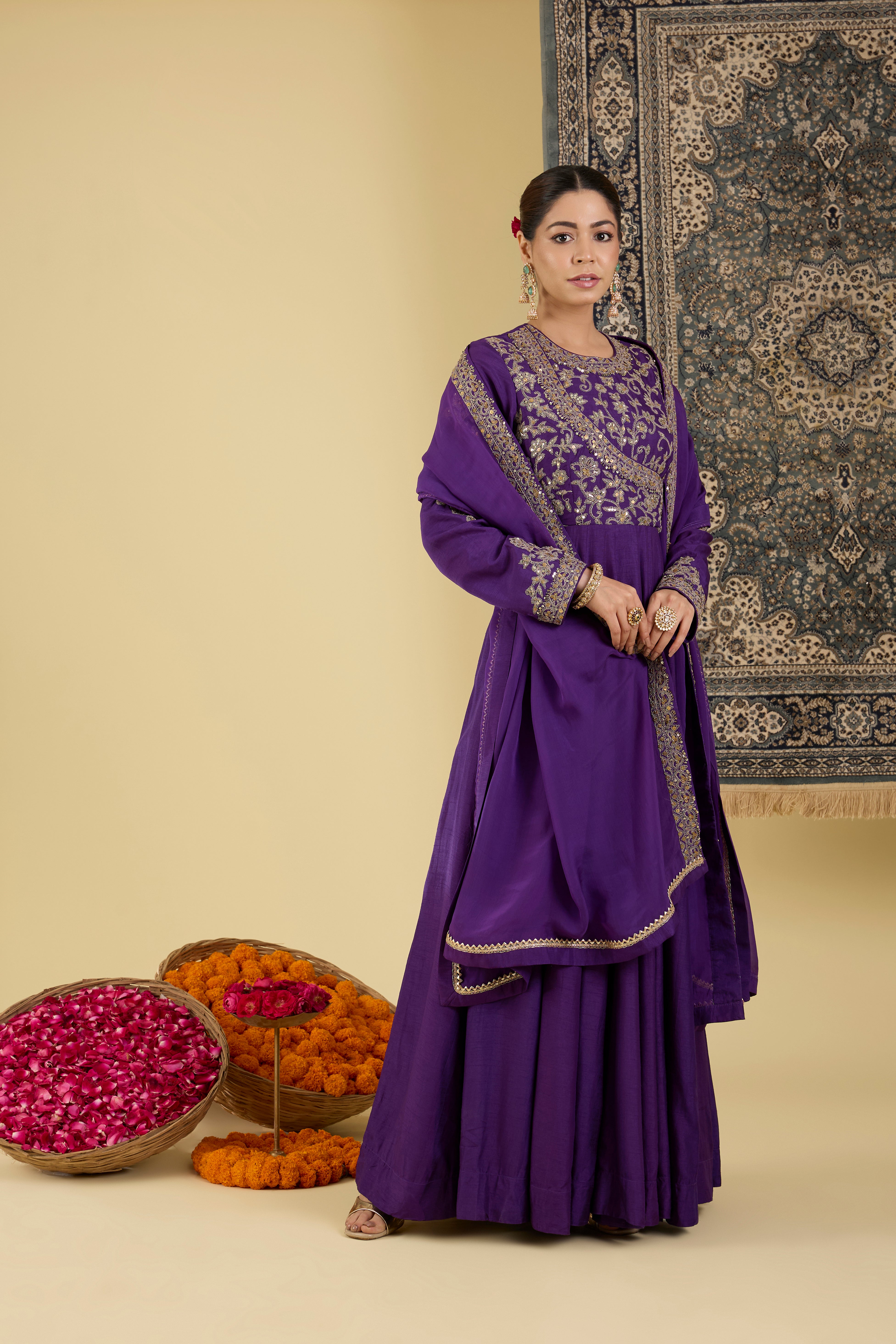 Royal Purple Embroidered Anarkali