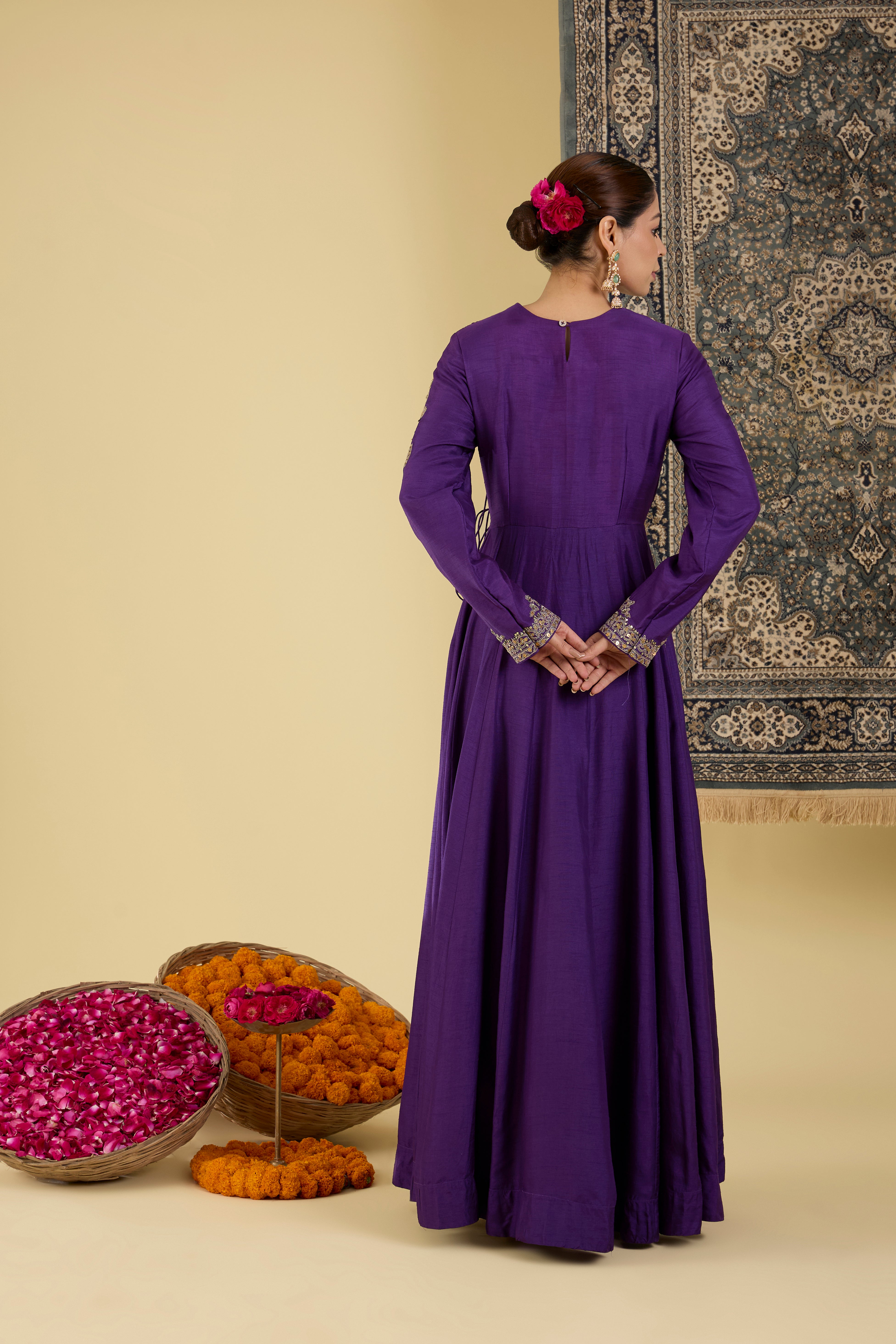 Royal Purple Embroidered Anarkali