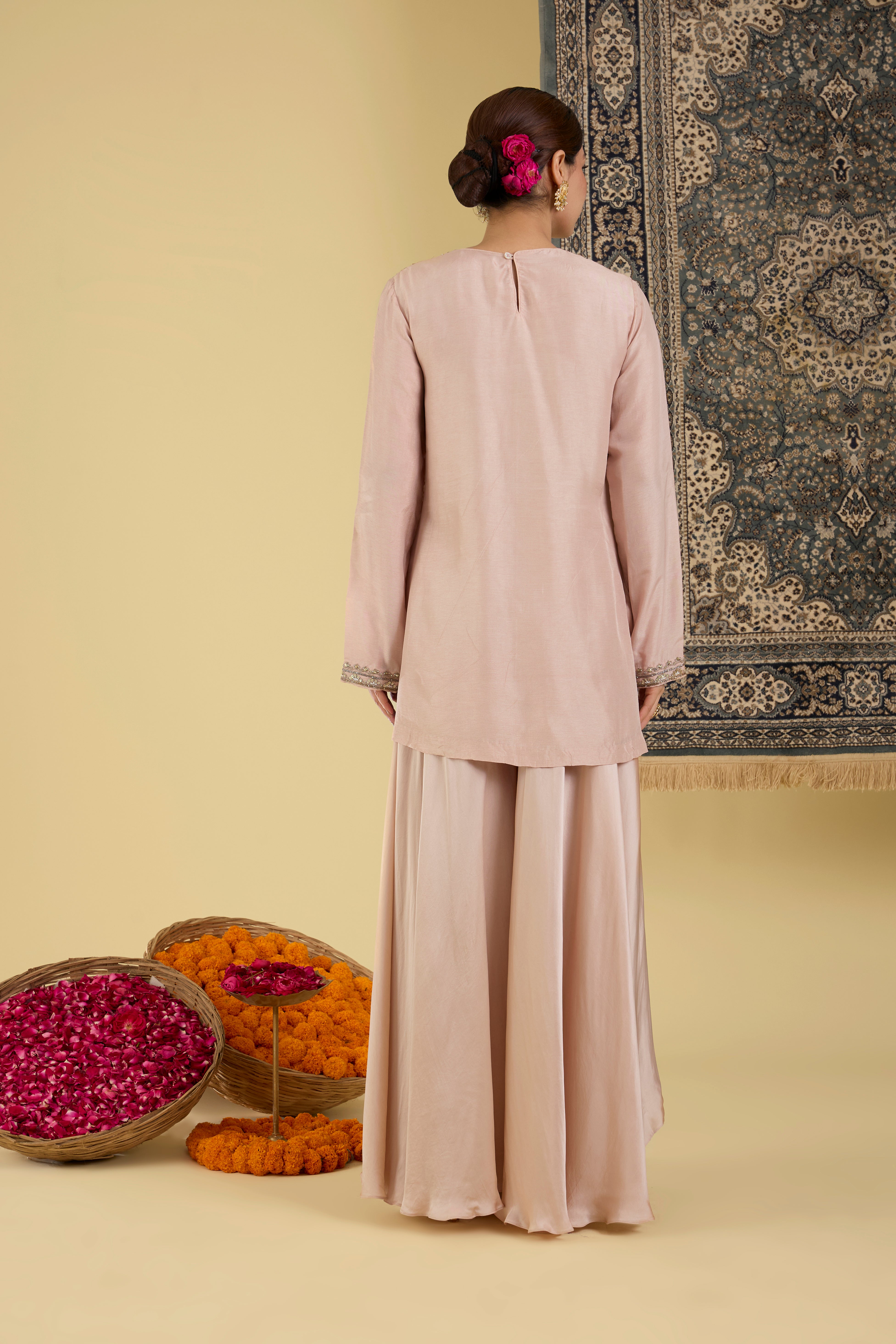 Blush Beige Embellished Kurta Set.