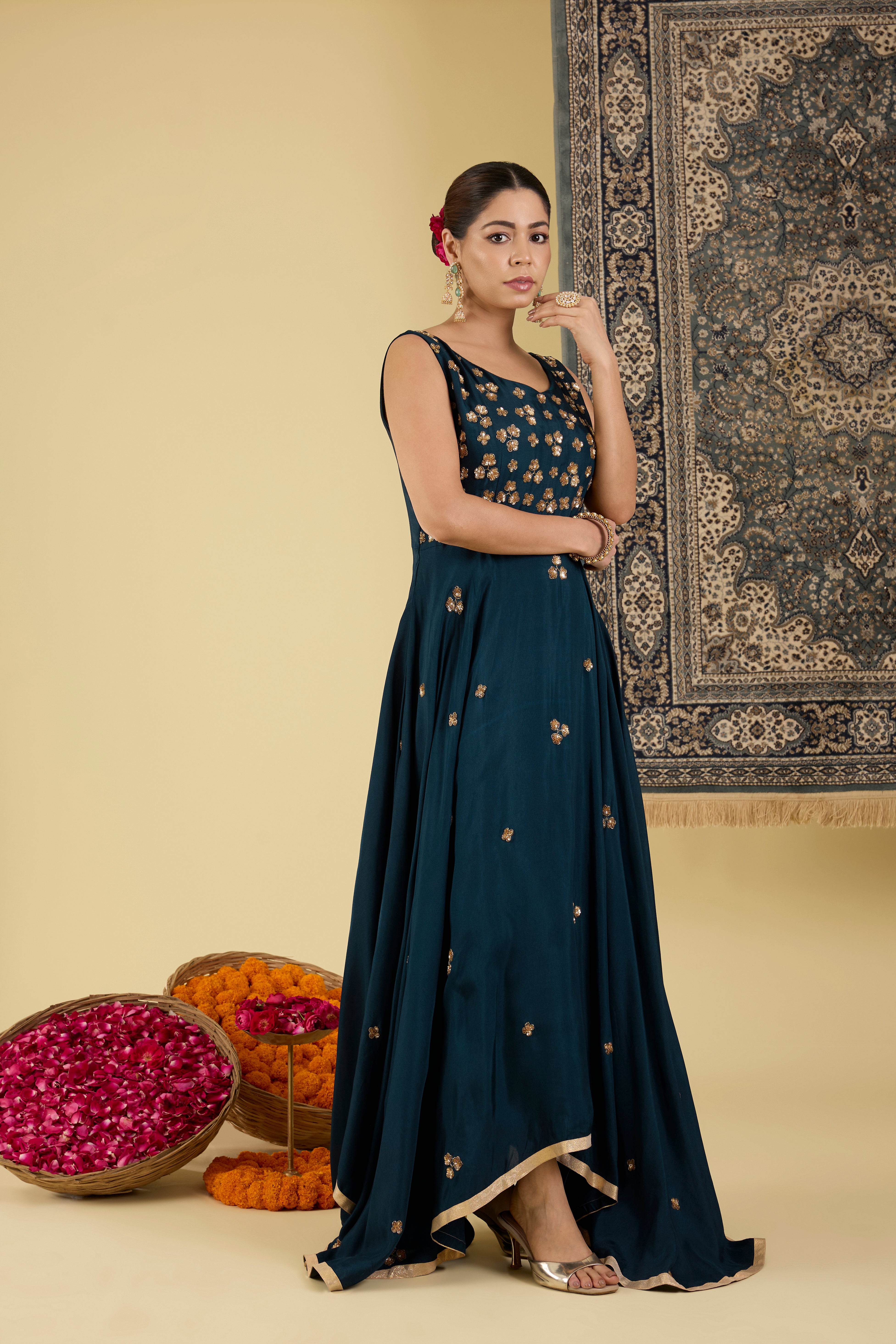 Midnight Bloom Anarkali Set