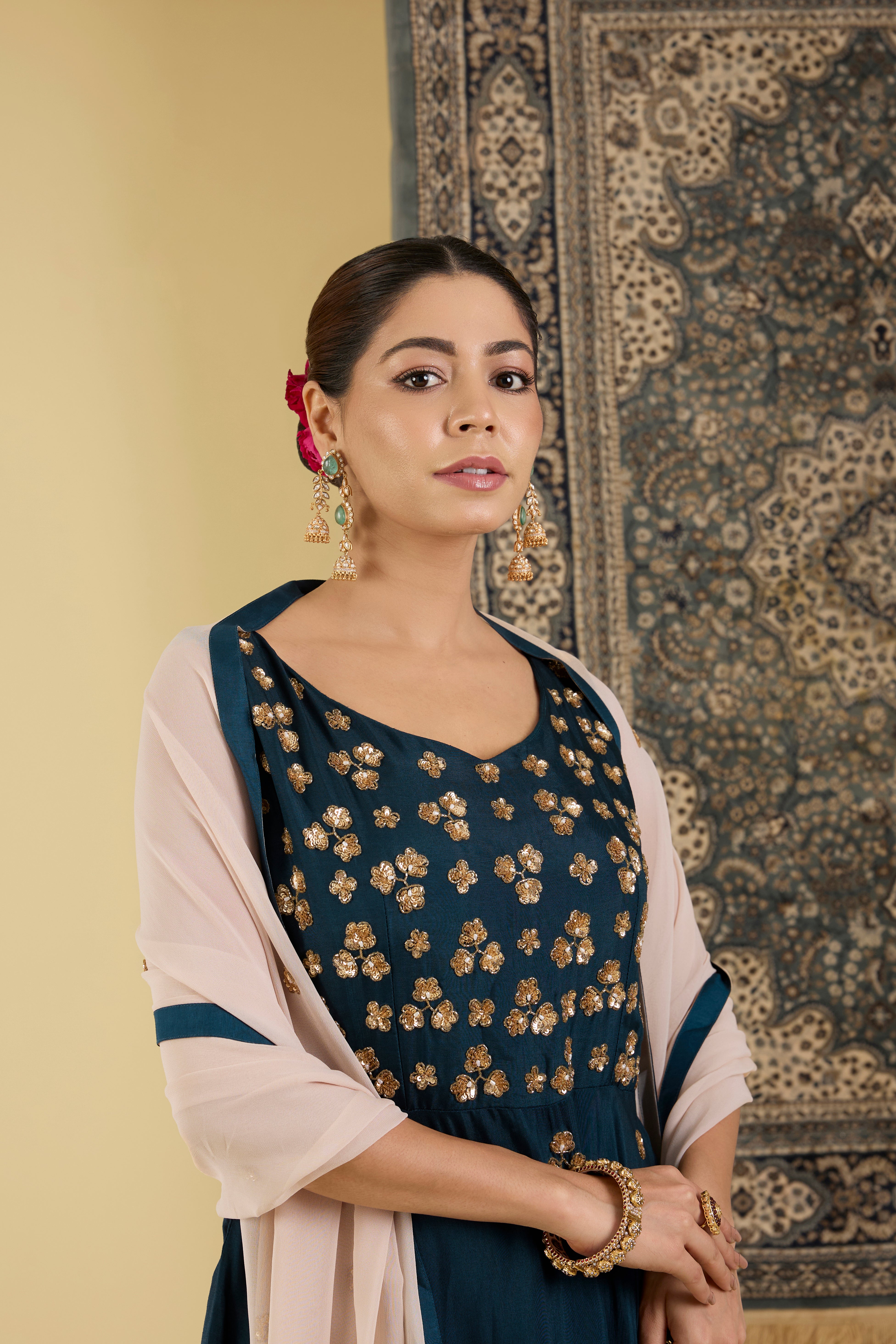 Midnight Bloom Anarkali Set