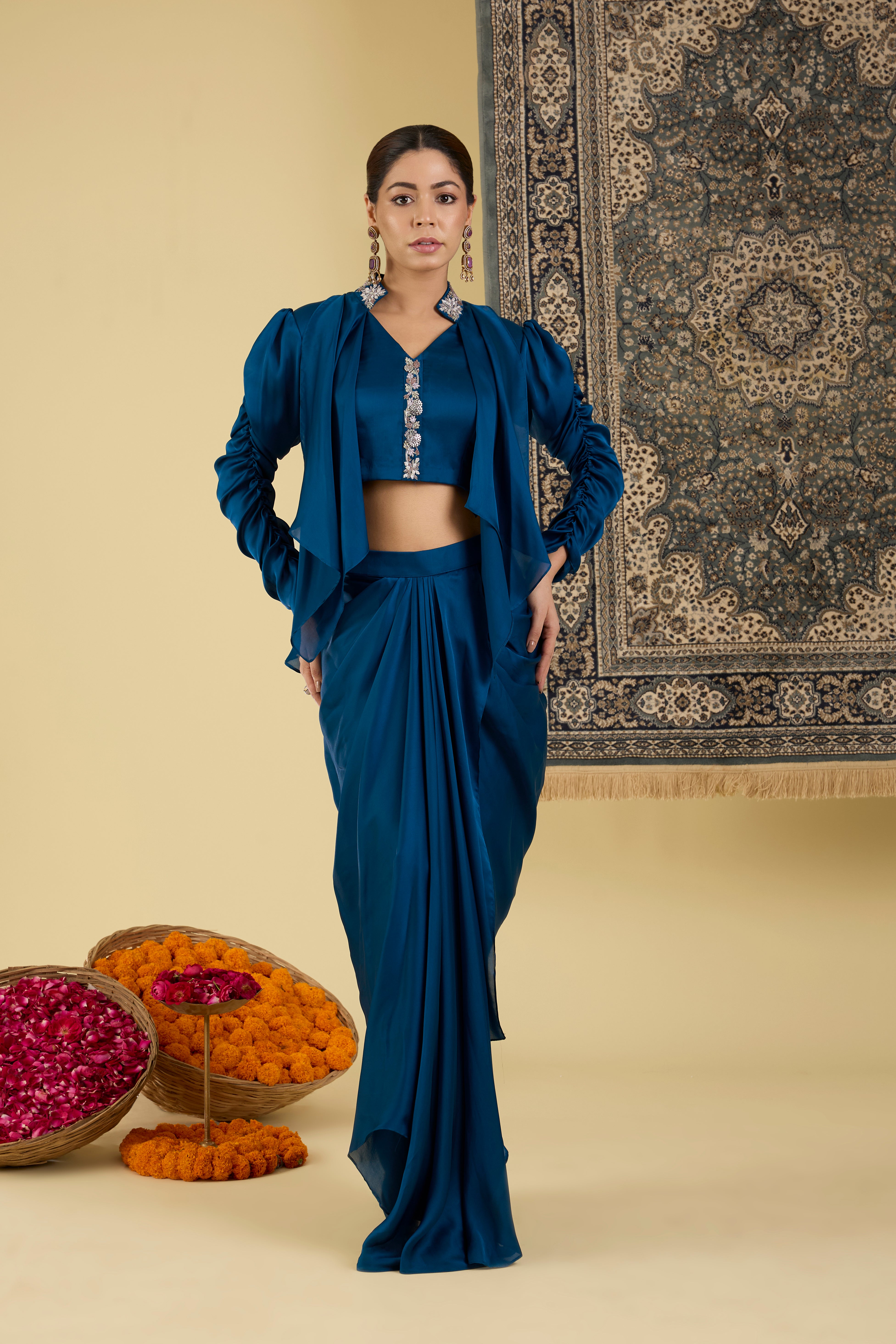 Midnight Blue Draped Fusion Set.