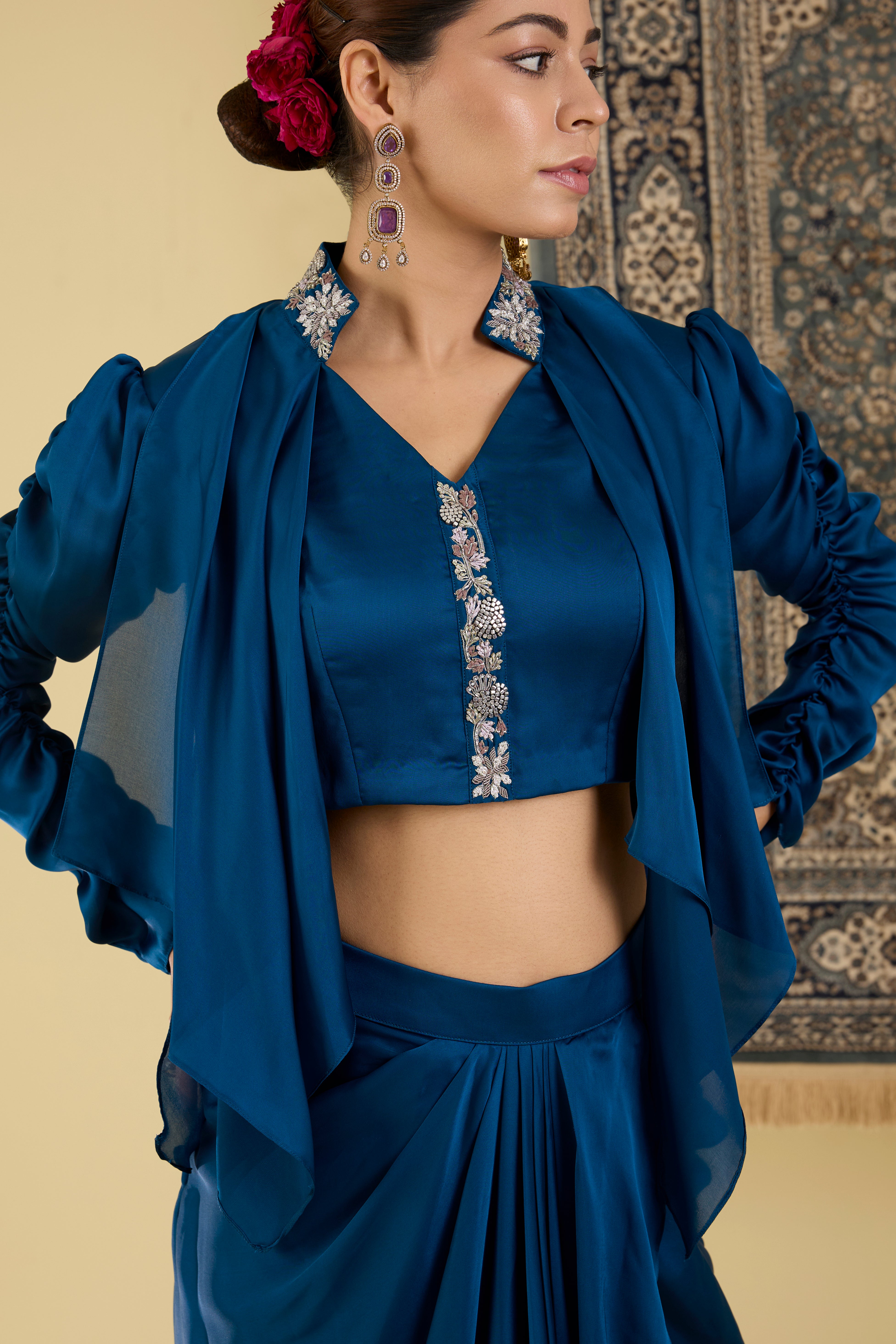 Midnight Blue Draped Fusion Set.