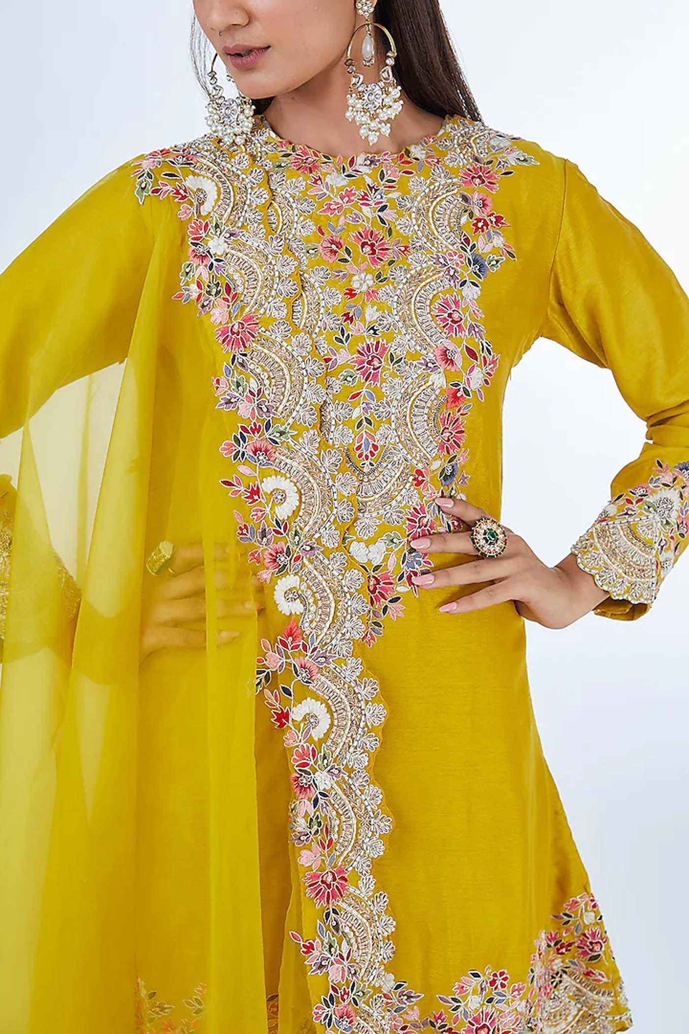 Mustard Yellow Sharara Suit Set