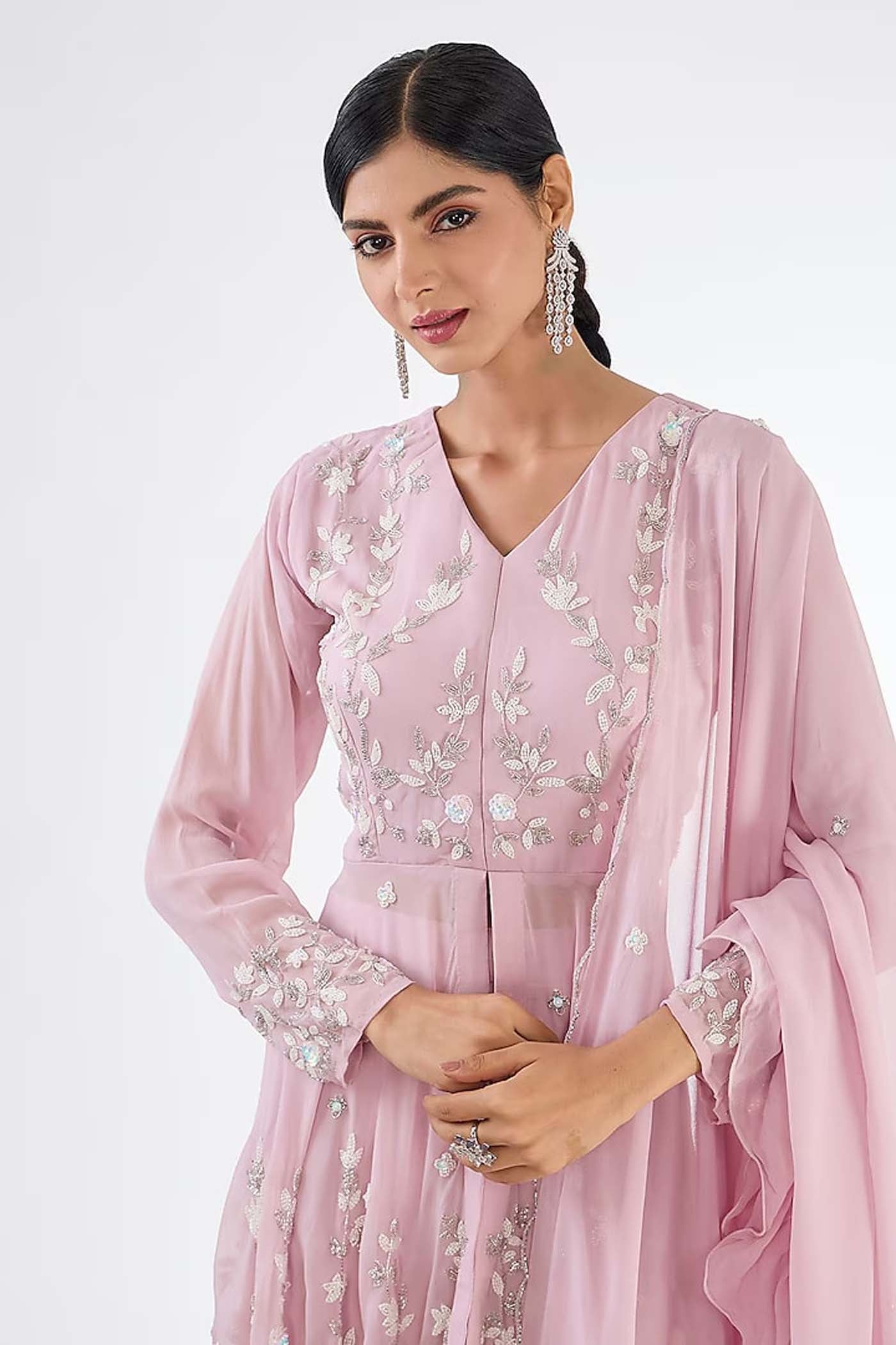 Powder Pink Sharara Suit Set