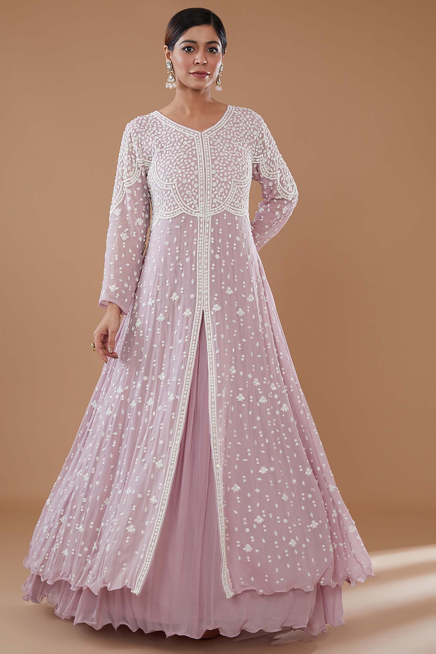 Levender Double Layered Atteched Gown