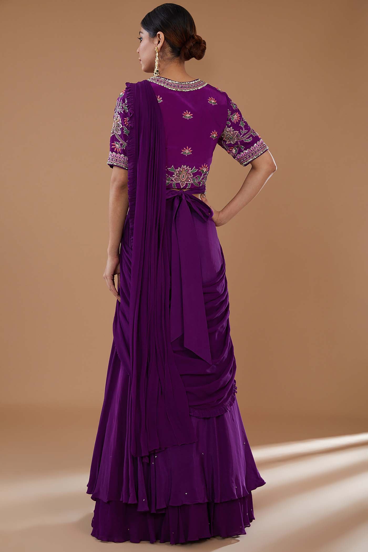 Purple Drape Lehenga Saree