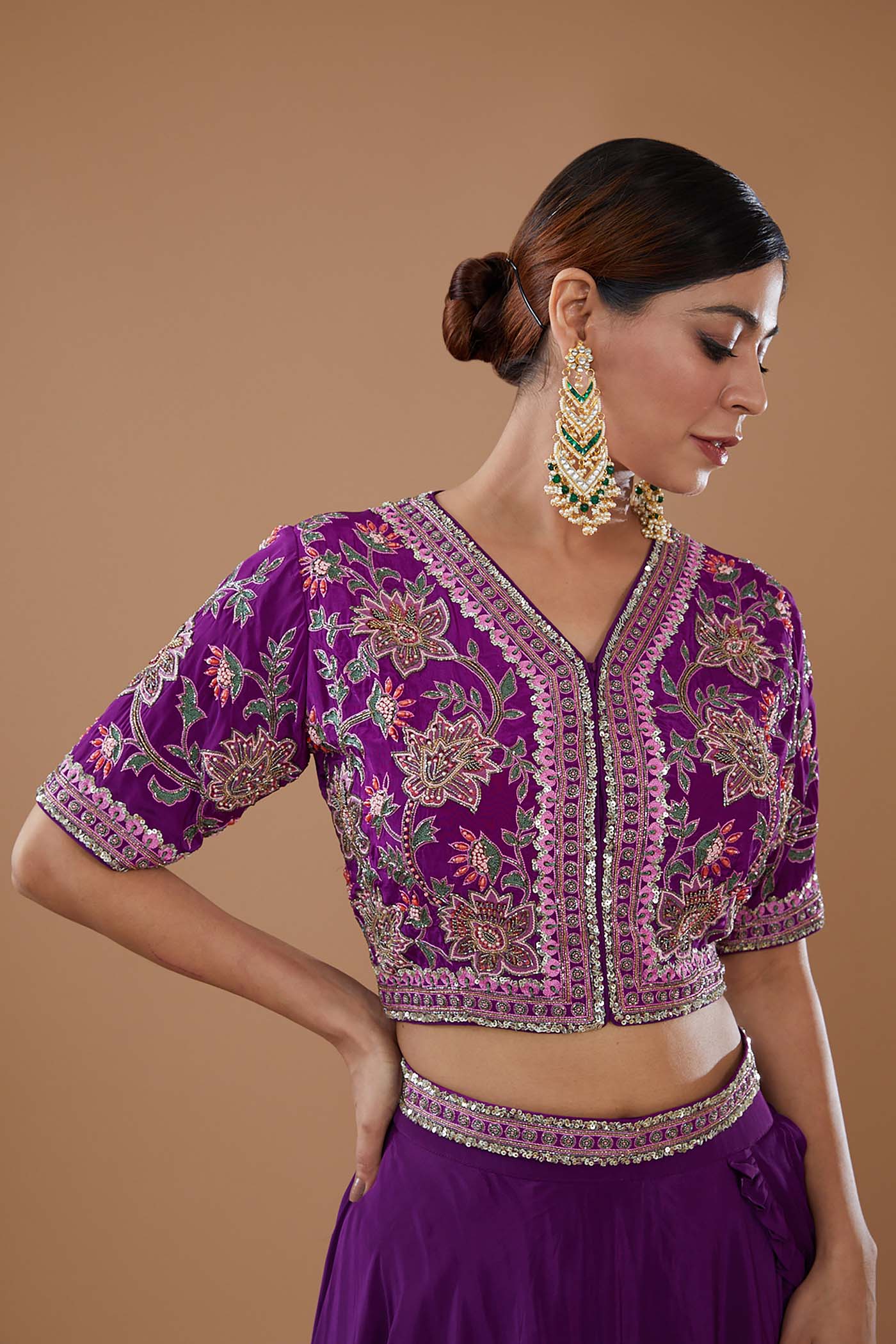 Purple Drape Lehenga Saree