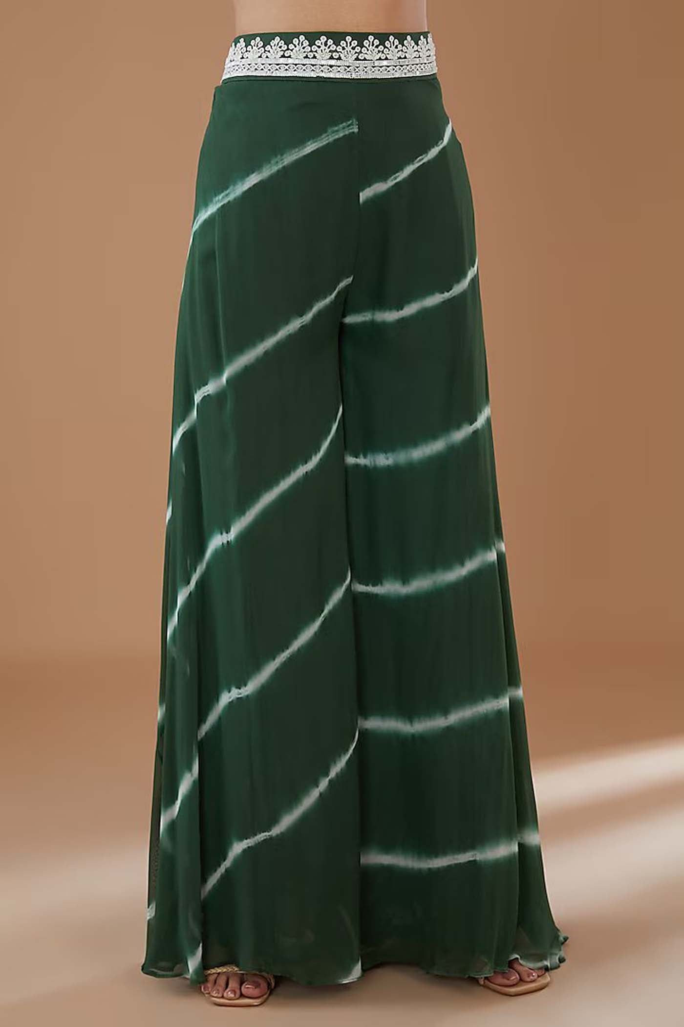 Green High-low top with tie and dye Sharara