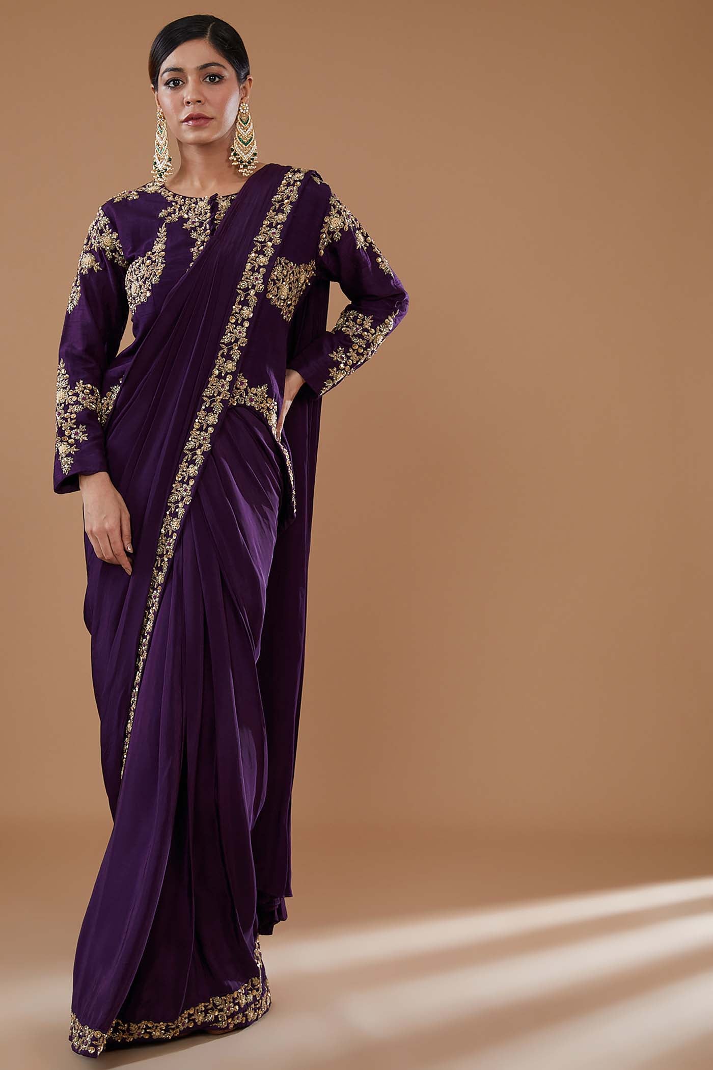 Purple Drape Lehenga Saree