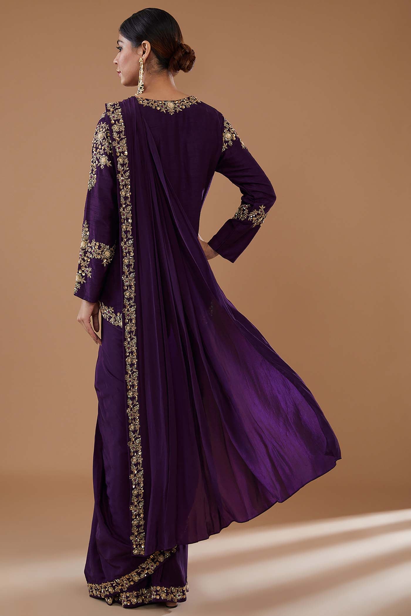 Purple Drape Lehenga Saree