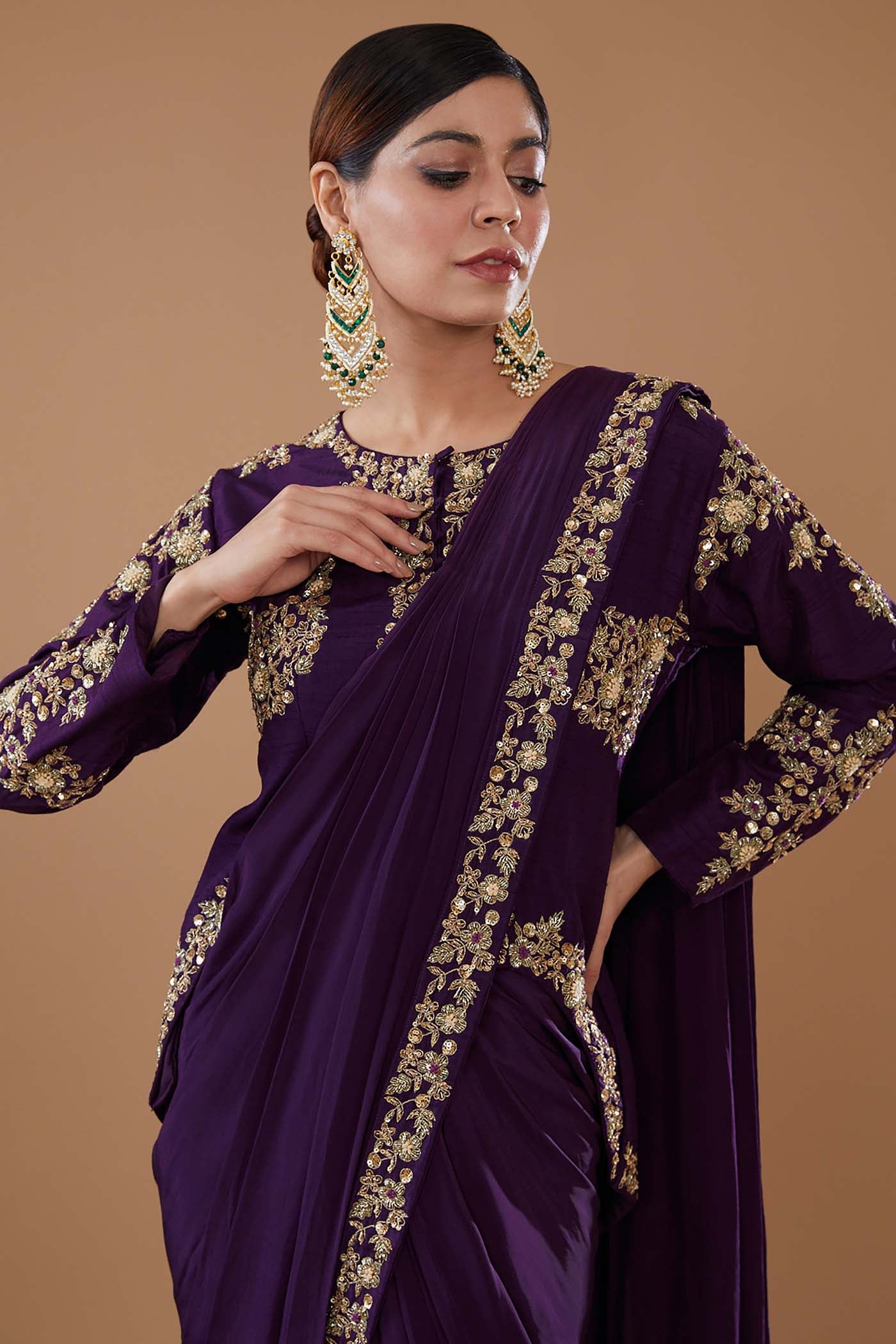 Purple Drape Lehenga Saree