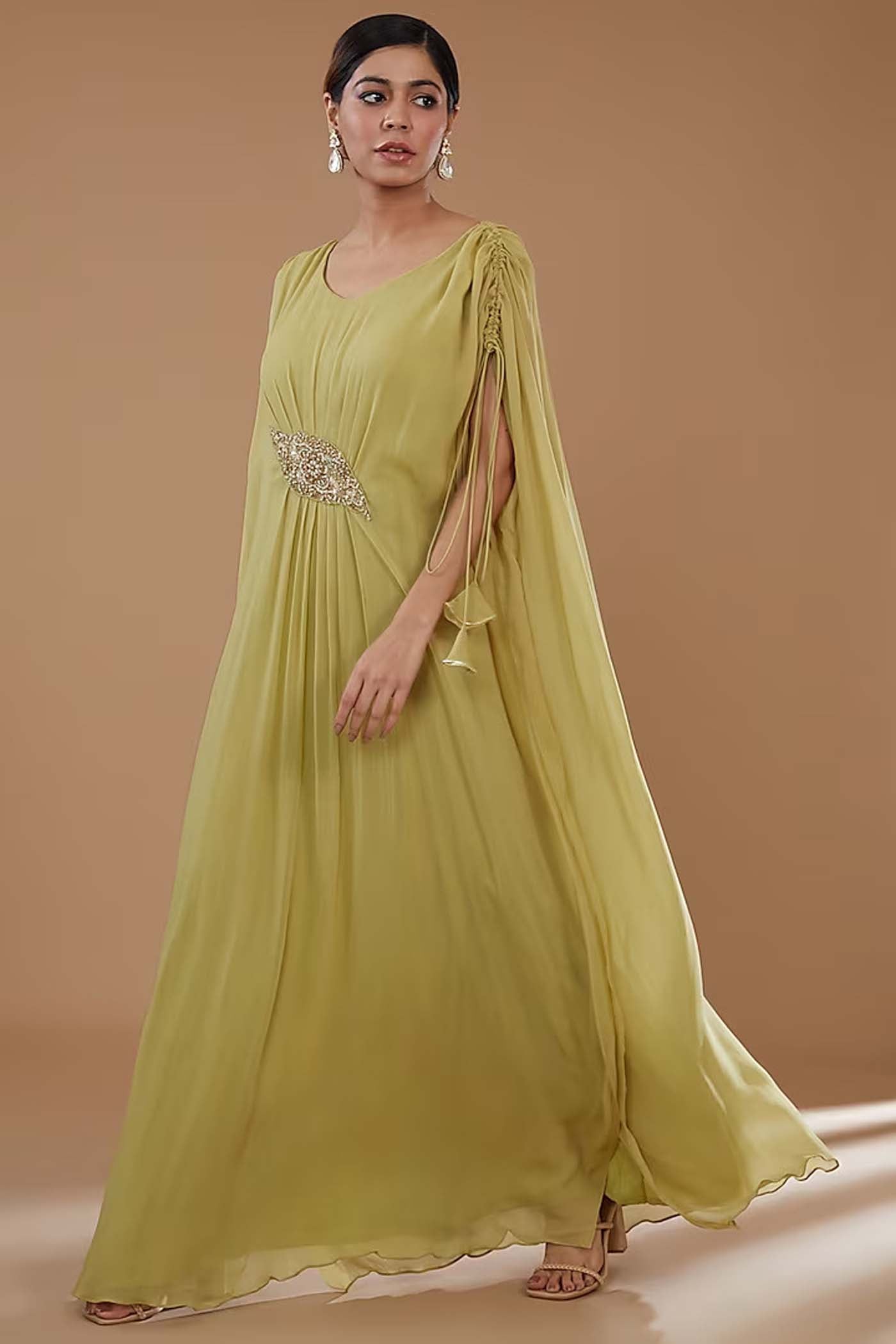 Olive green Drape Kafftan