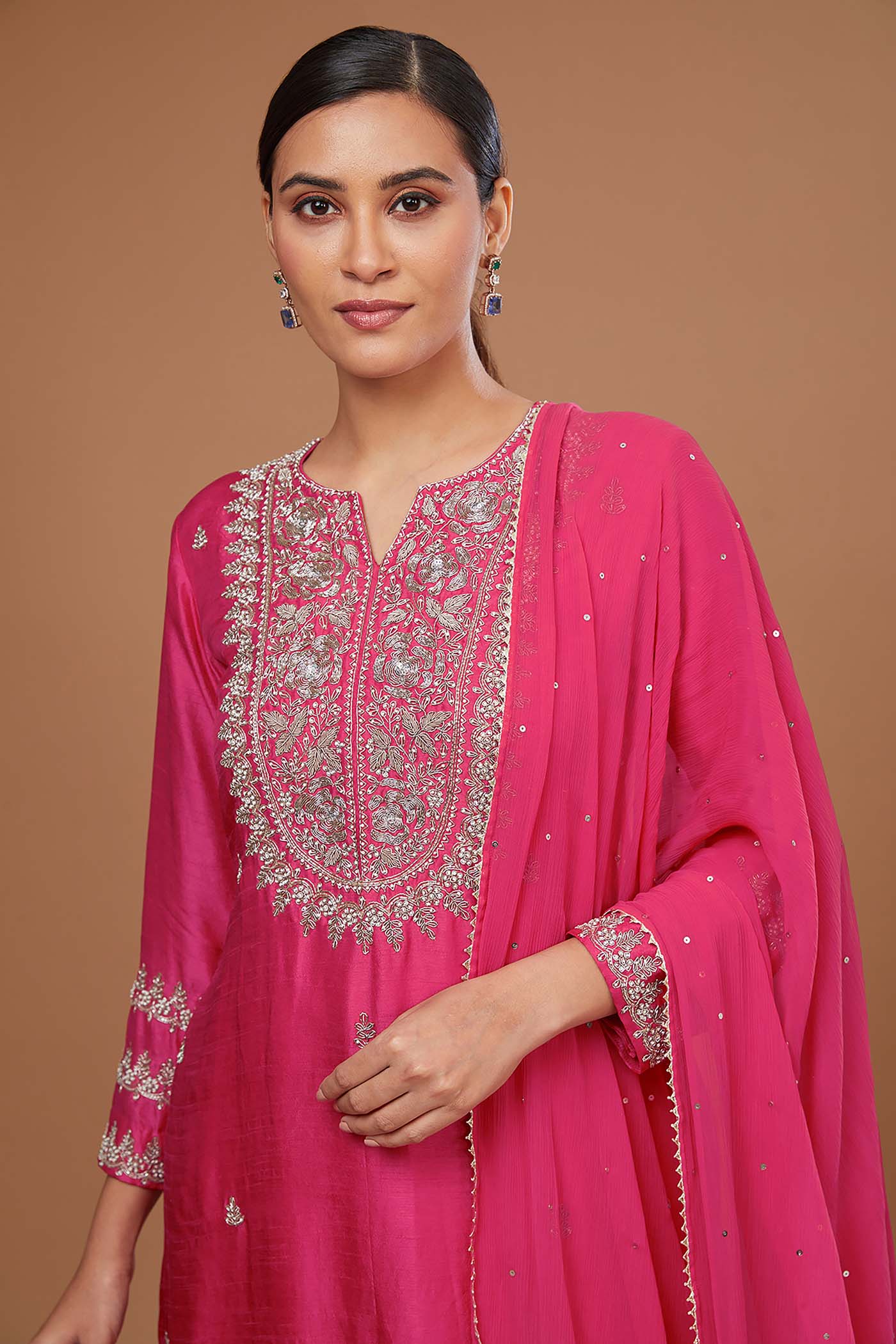 Fuchsia Suit with Sharara and Dupatta