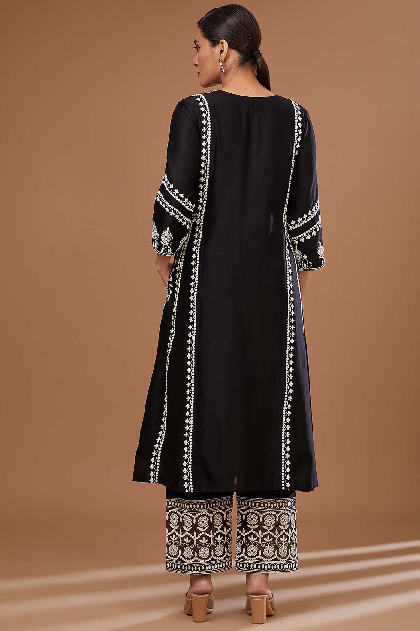 Black A-Line Suit with Palzzo and Dupatta