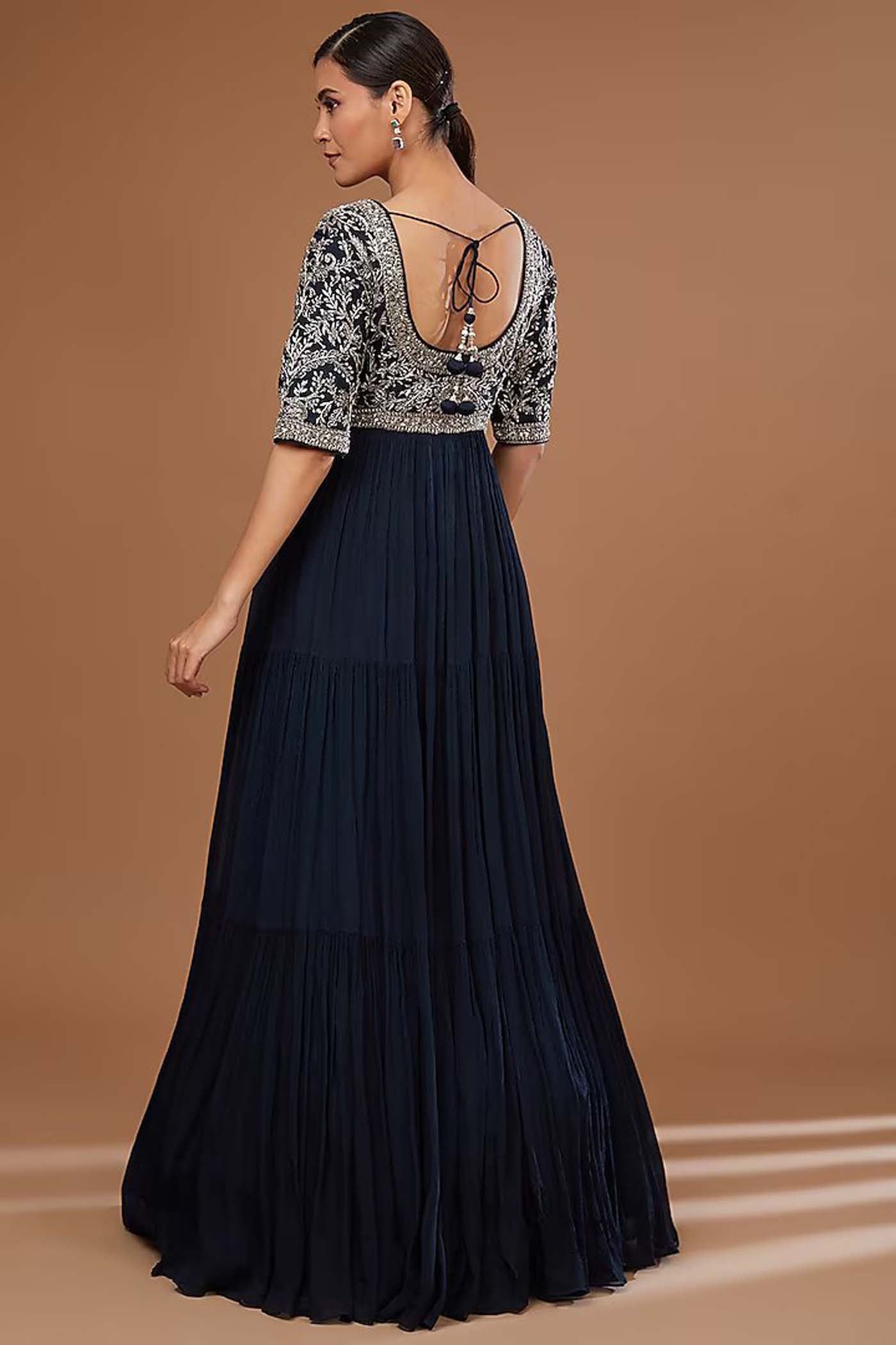 Blue Embroidered Gown