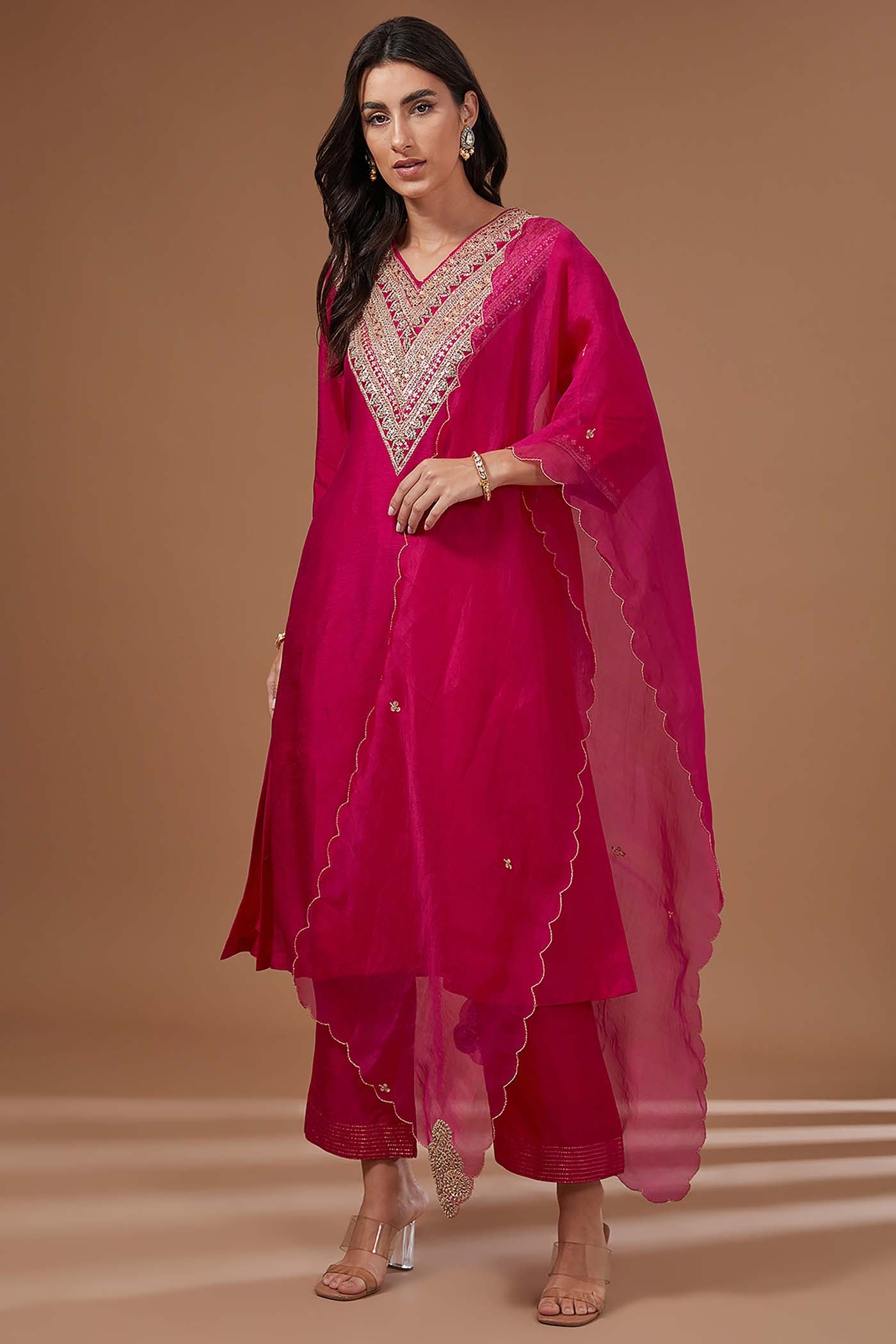 Fuchsia Suit with Pants and Dupatta