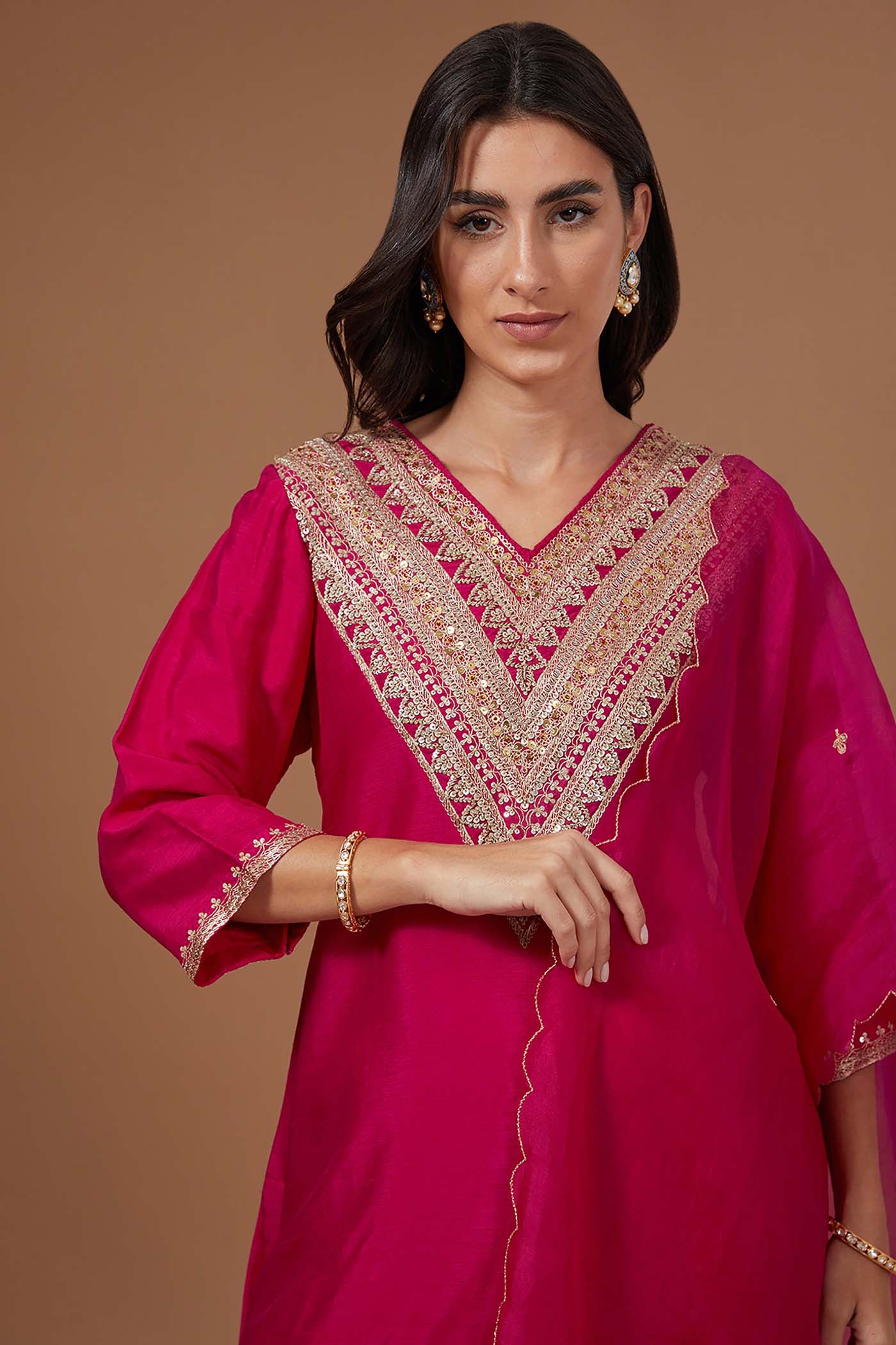 Fuchsia Suit with Pants and Dupatta