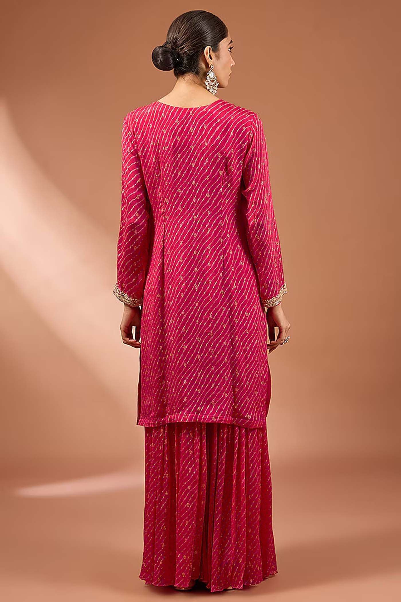 Cherry Red Suit with Sharara and Dupatta